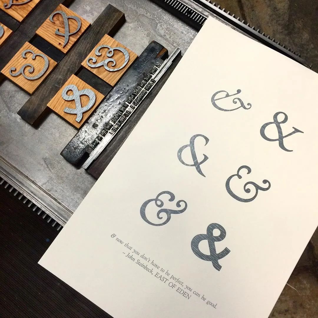 Victoria Marie Bee,&nbsp;East of Eden, letterpress print of handmade wood type &amp; handset metal type), 2015.