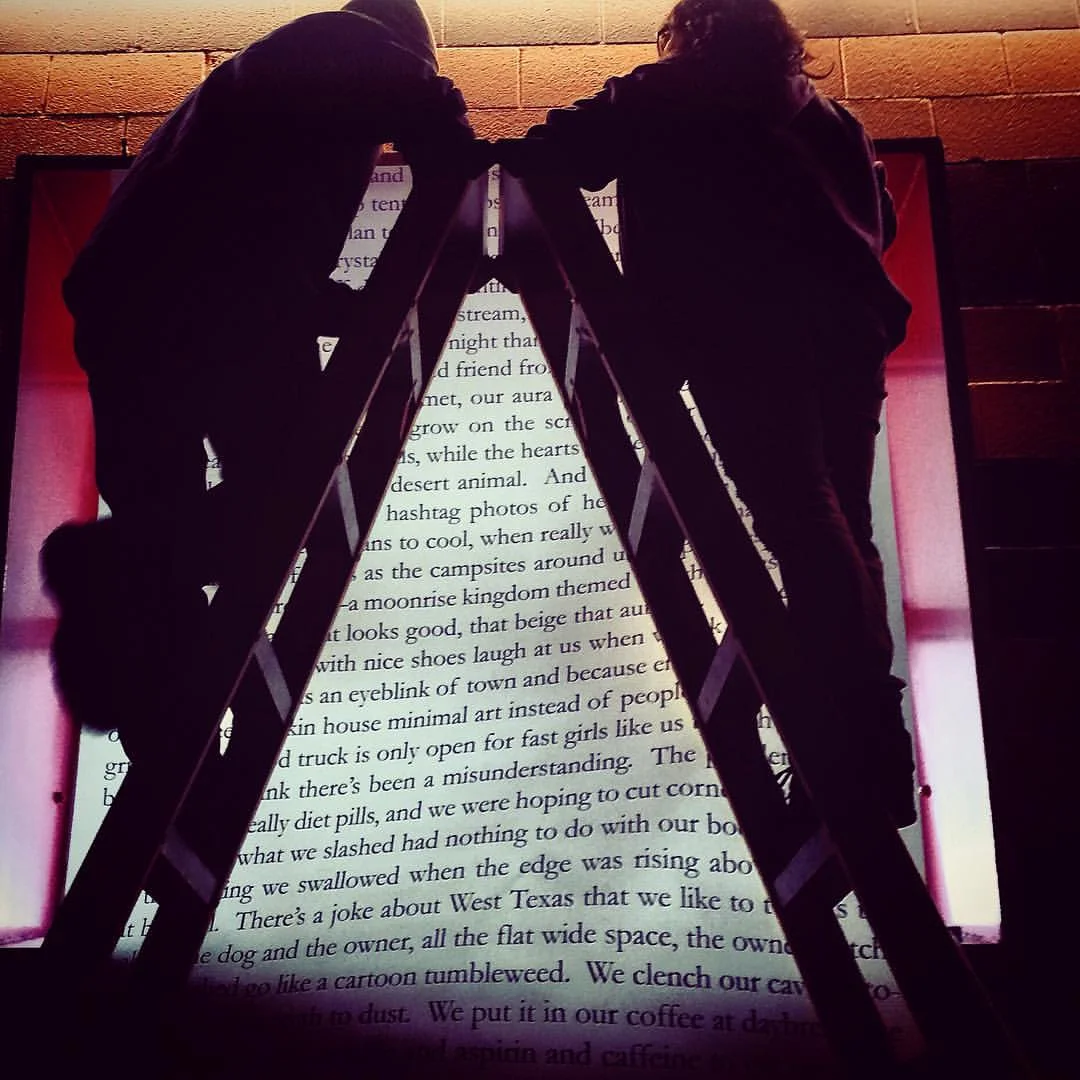Victoria Marie Bee &amp; Katrina Prow, THE STARS AT NIGHT ARE BIG &amp; BRIGHT, 2015installation, with the crew