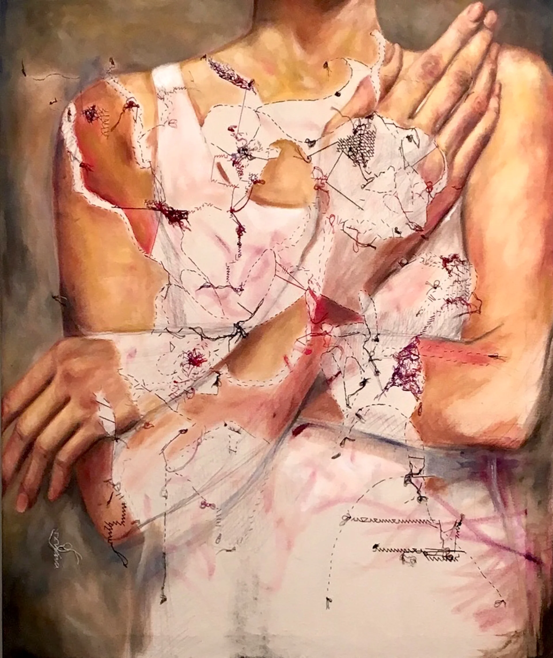 KELLY REYNA, “Flight Risk,” 30 inches x 40 inches, mixed media, 2017