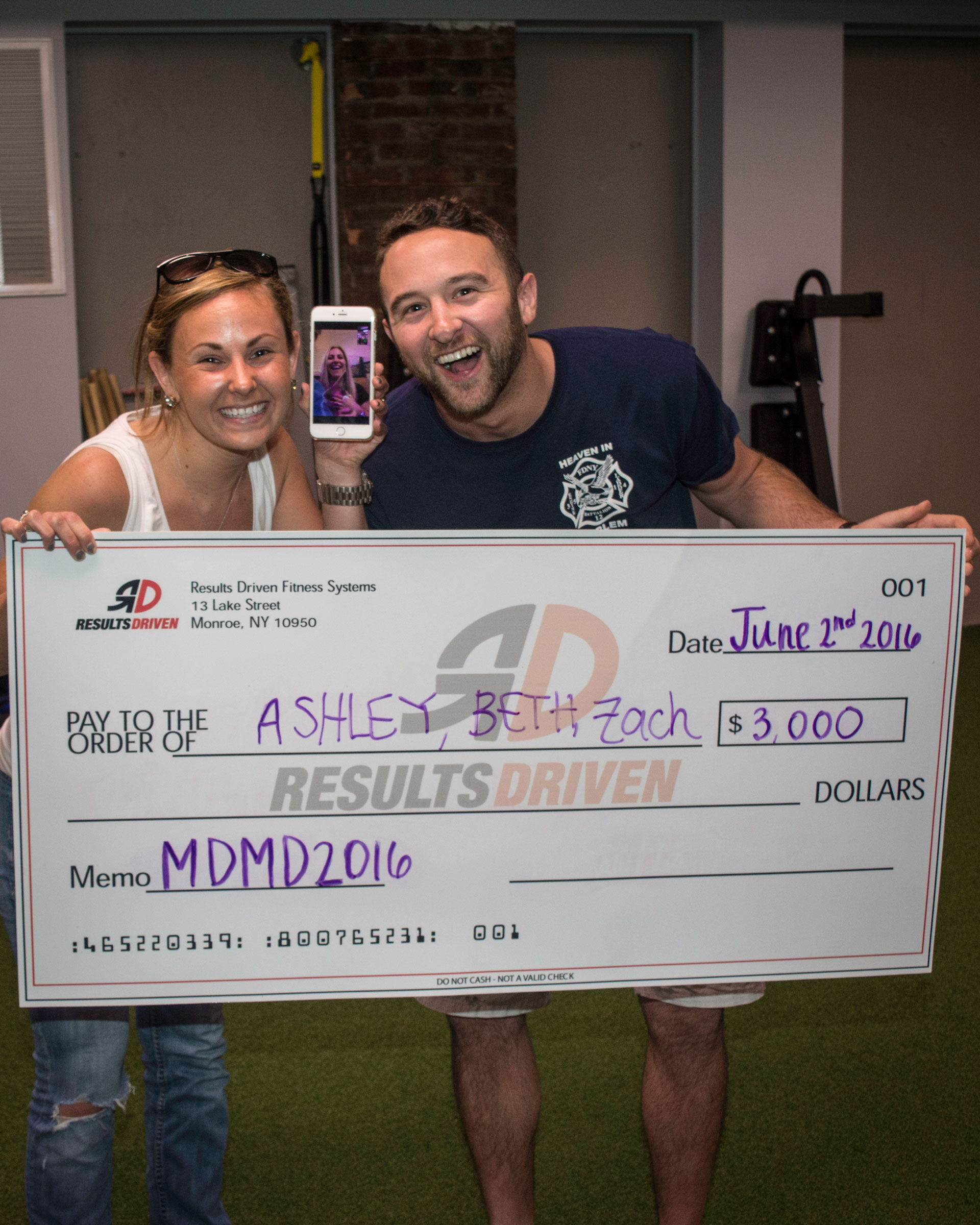 Congratulations to Ashley, Zack and Beth (on the phone)!
