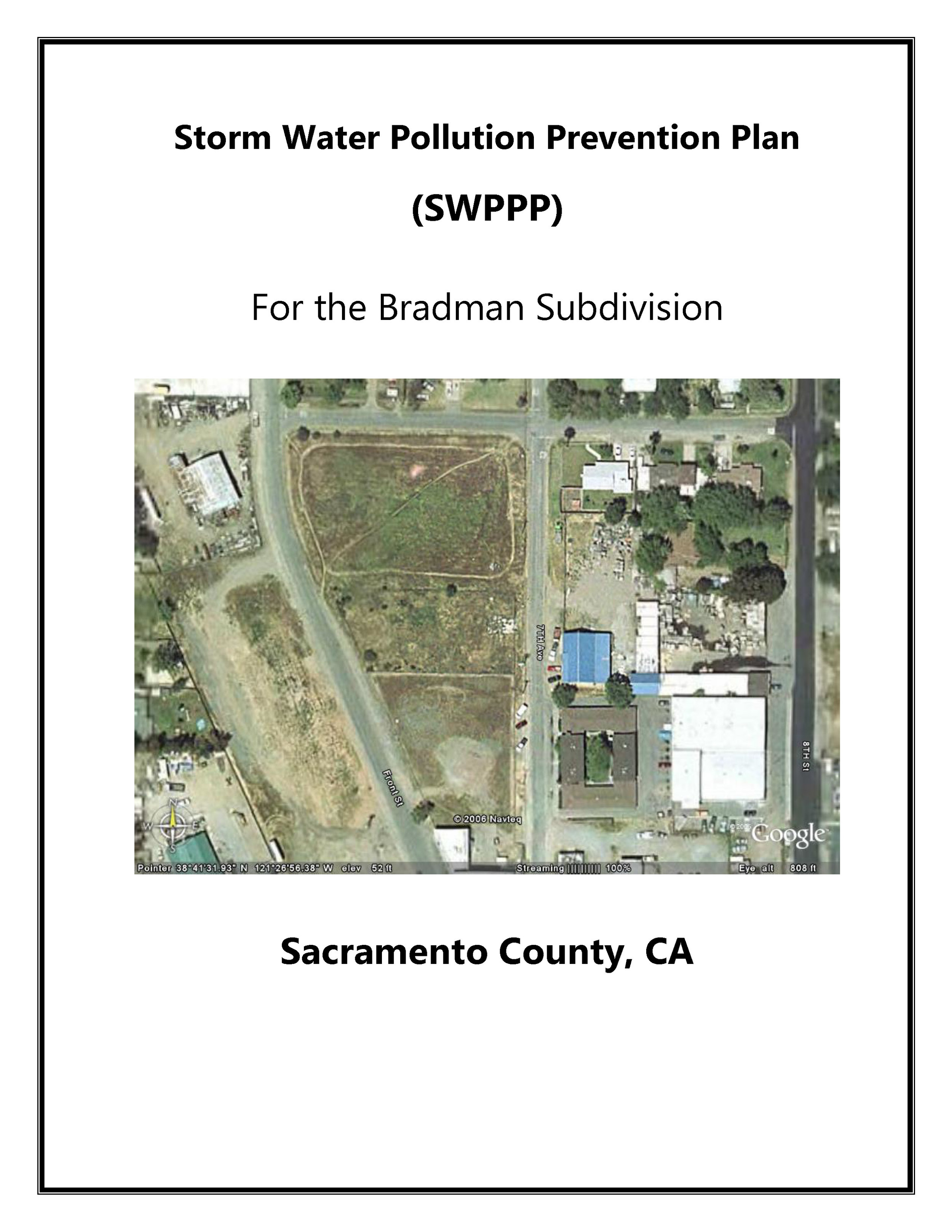   2006   Storm Water Pollution Prevention Plan (SWPPP) for Bradman Subdivision 