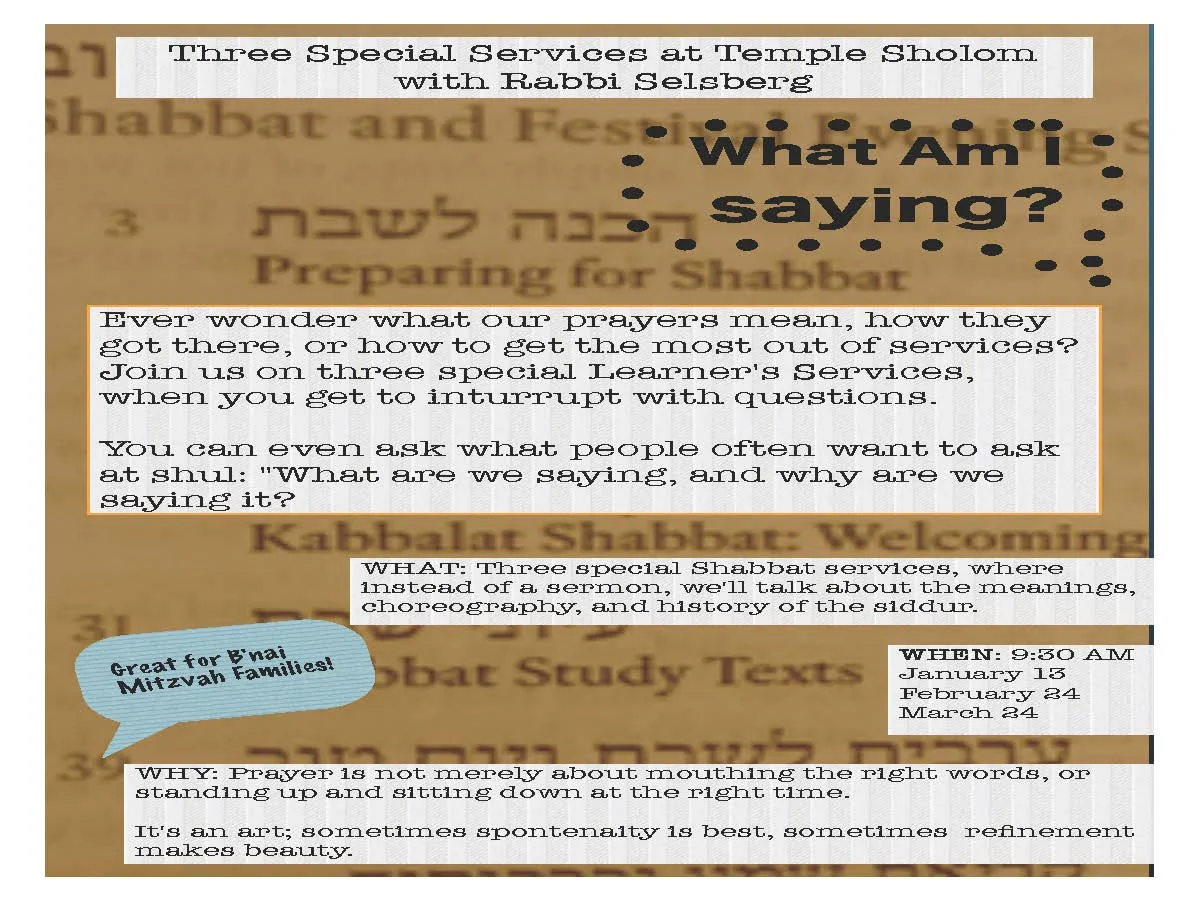 Shabbat Service/Learner's Shabbat with Rabbi Selsberg
