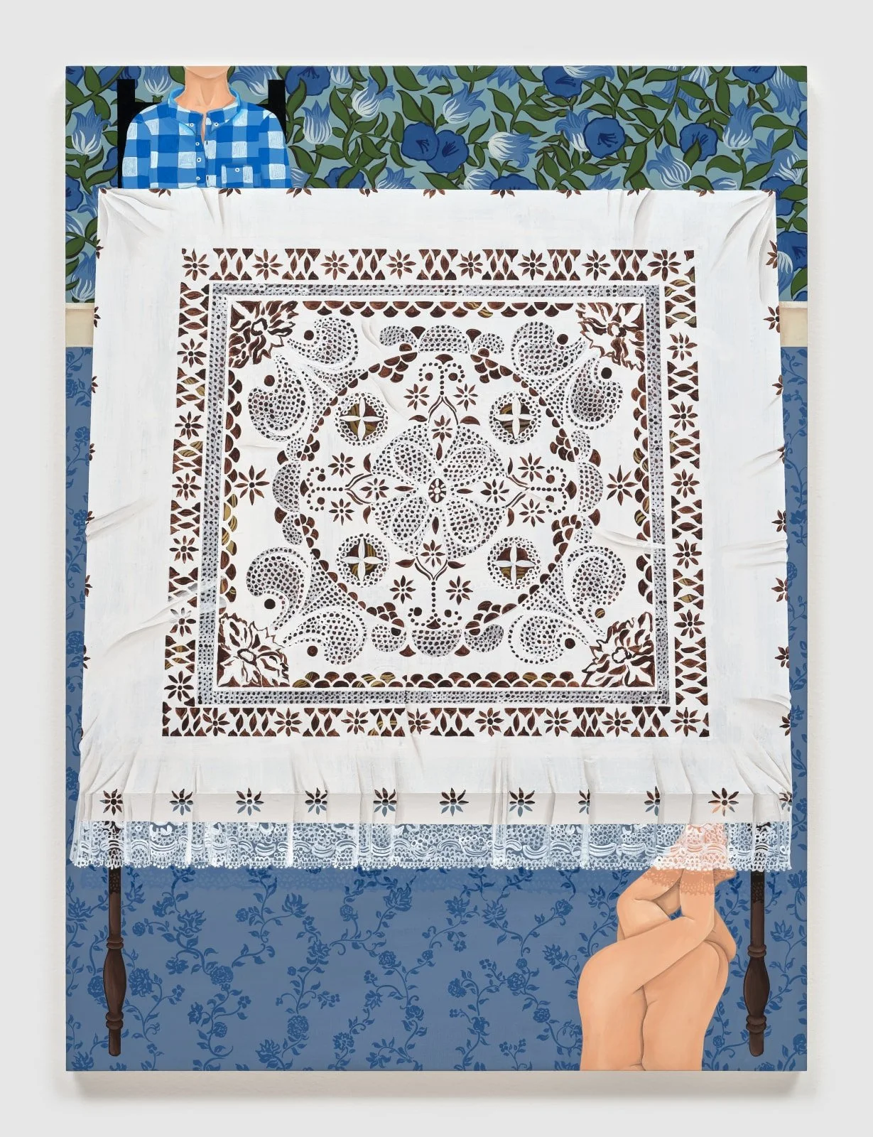 Lover's Knot at Uffner &amp; Liu presents striking paintings and works on paper by Anne Buckwalter that play with space and surface. Depicting interiors, textiles and quilted bedspreads, the works in #loversknot explore the visual culture of domestic