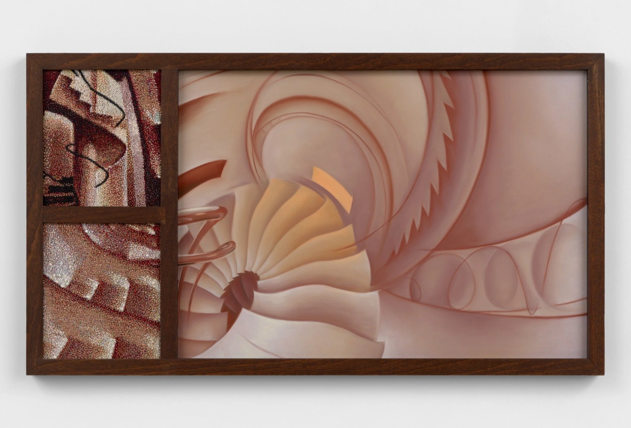 Corner/Fold at James Cohan Gallery displays new multimedia works by Charlotte Edey. Depicting kaleidoscopic visions of impossible hallways, stairwells and portals, this body of work by #charlotteedey is utterly absorbing. In Scarlet Turn, 2025, bits 