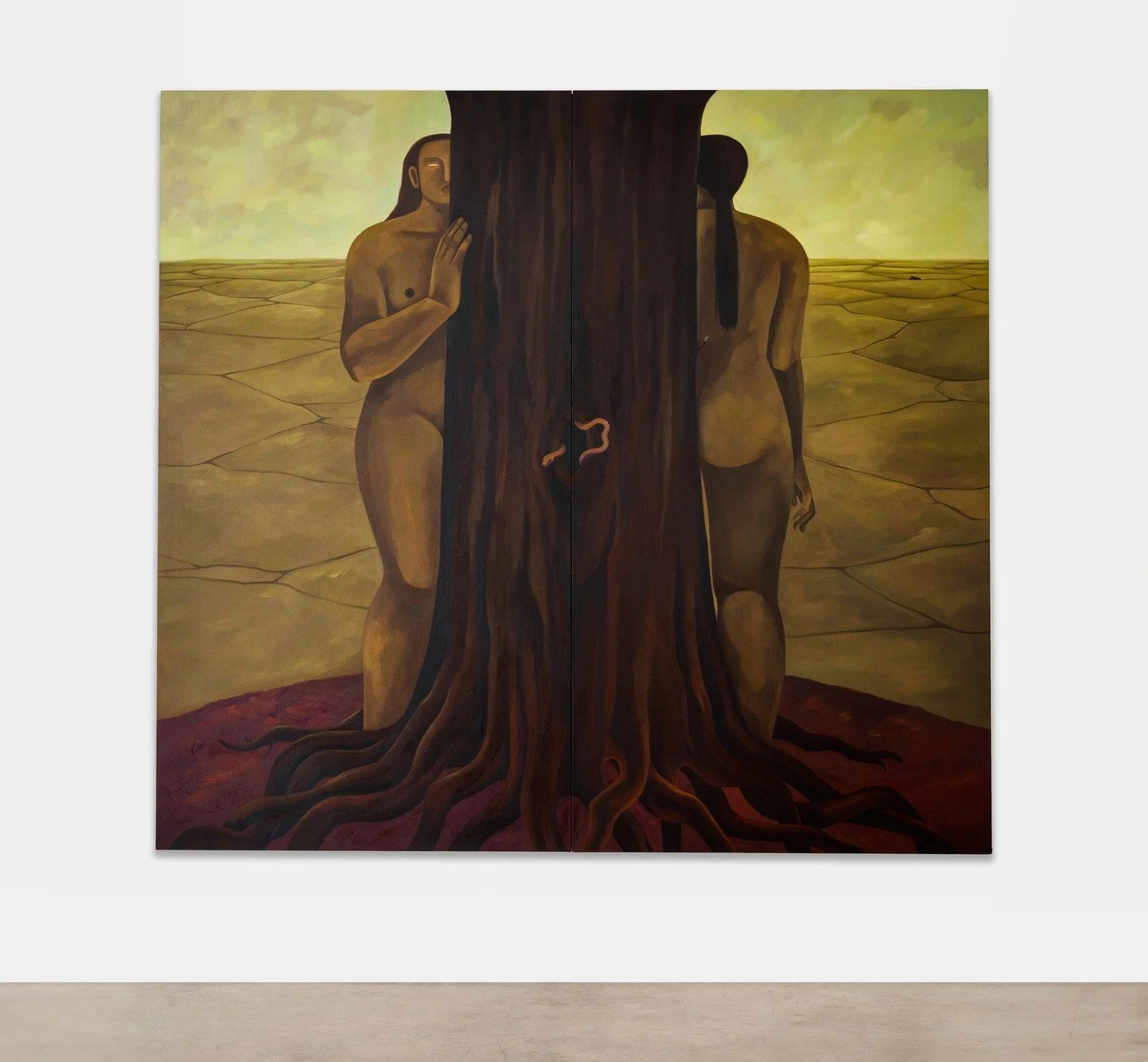 De Tierra y Susurros (Of Soil and Whispers) at Sean Kelly NY presents new paintings, works on paper and sculptures by Hilda Palafox. The monumentality of Palafox's stylized human figures evoke the symbolically charged protagonists of Jos&eacute; Clem