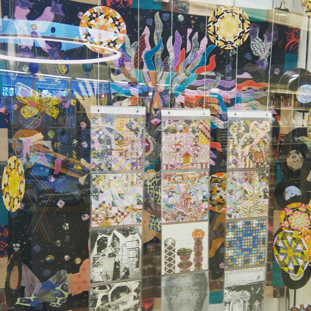 The 7" section of the exhibition with the KY20 Celebration Flag as a backdrop.
