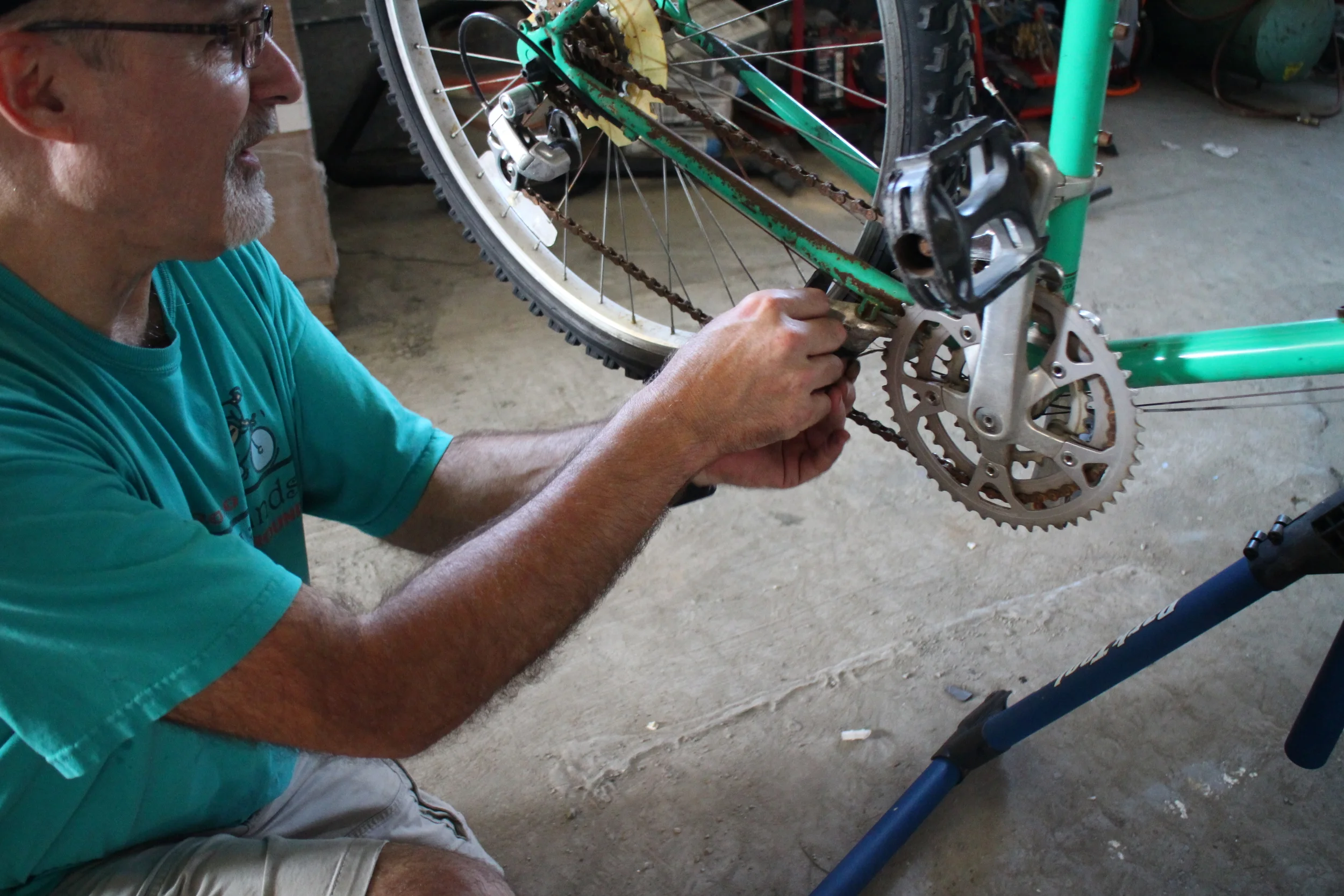 In the midst of it all, we were even able to get three bikes ready to be donated. Thank you, Doug Ryan for keeping our winning streak alive, Doug knows what he is doing. WE never have to photoshop pictures from doug's repairs.