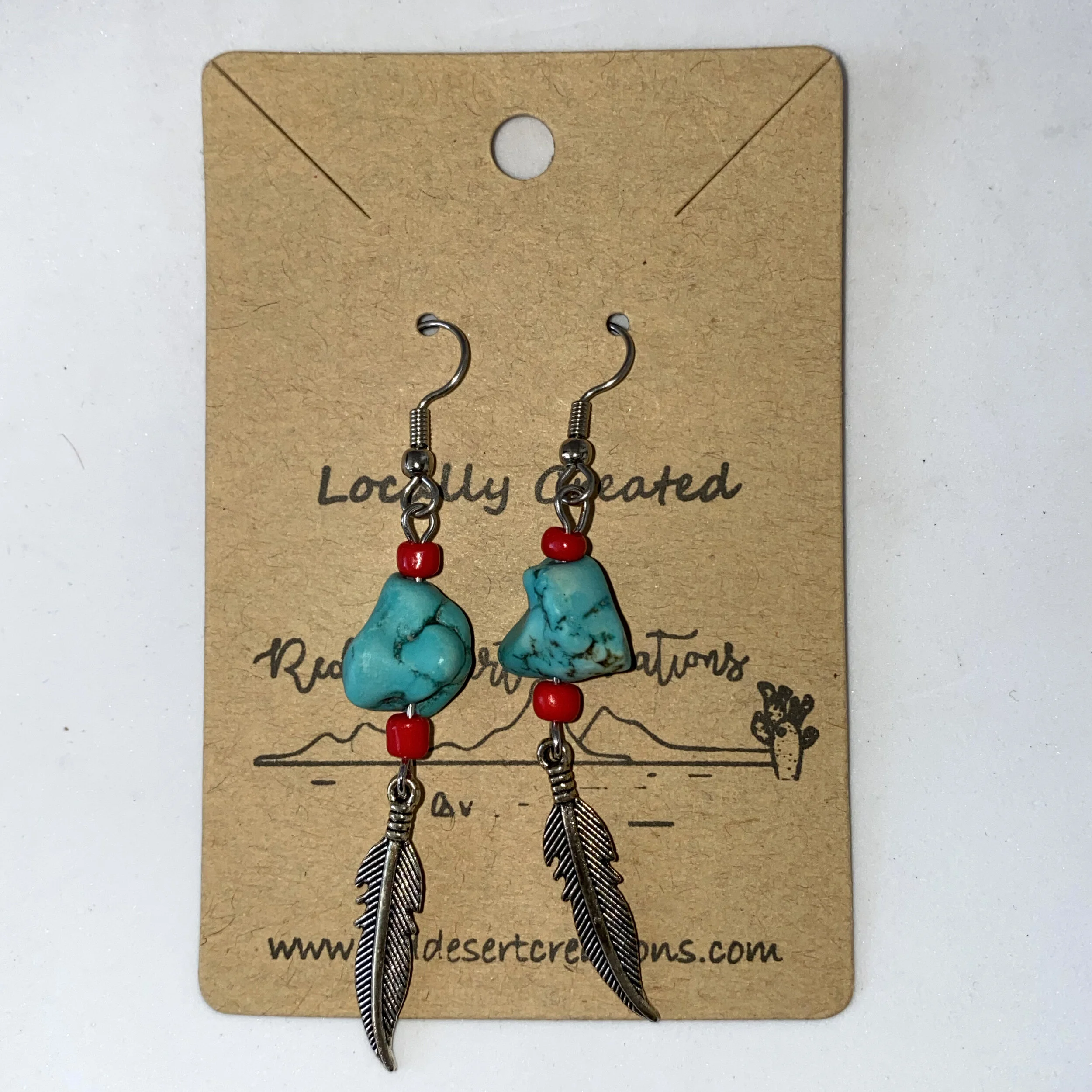 Beaded Feather Charm Earrings // $24