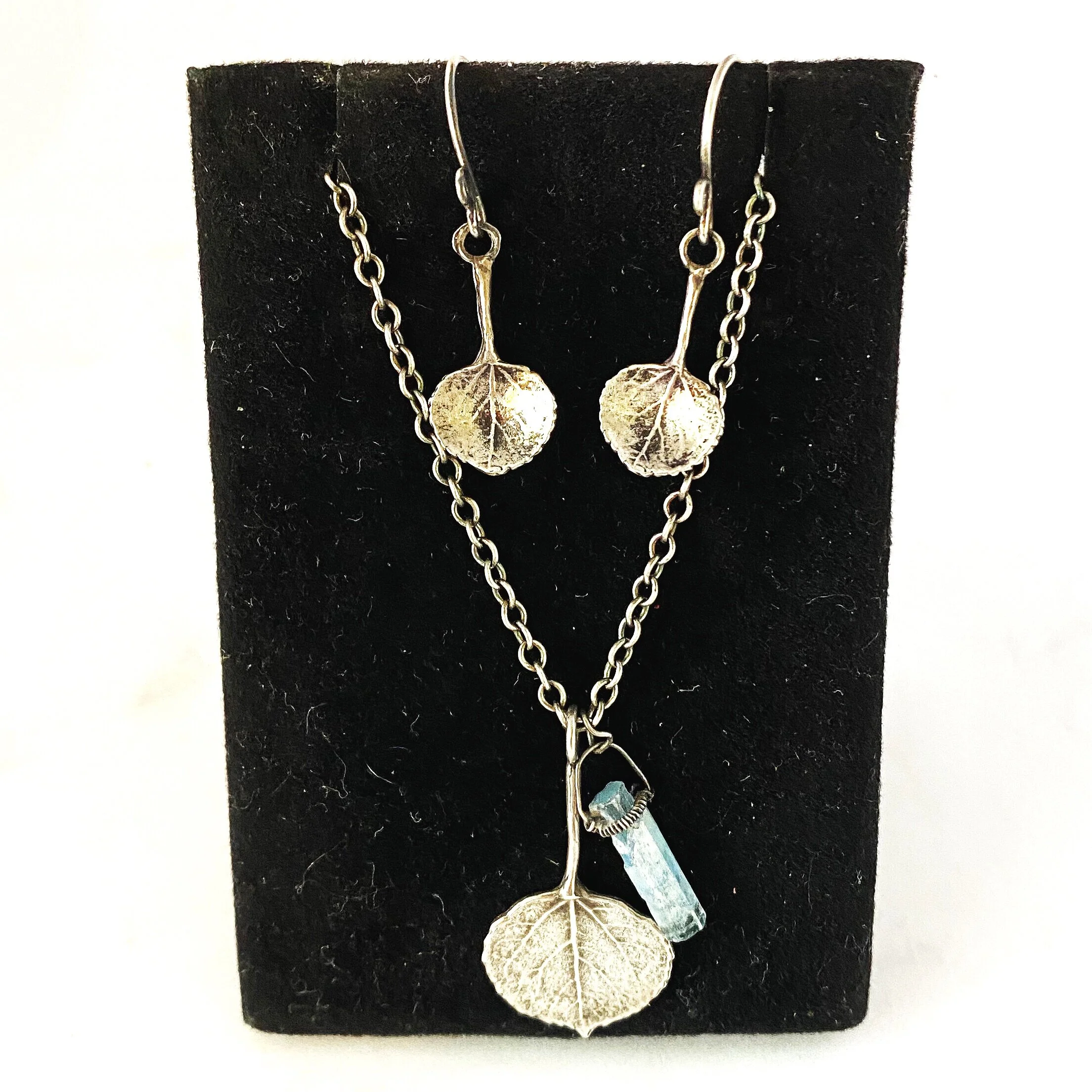 Silver Leaf Earrings and Necklace