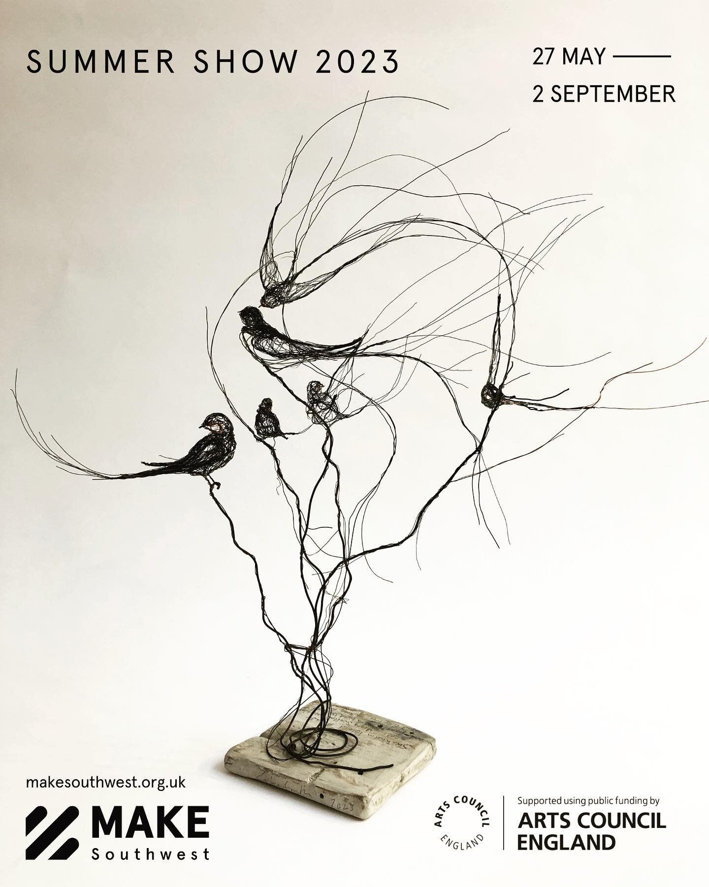 Thrilled to have this new wire sketch of perching swallows selected for the members summer show @makesouthwest. The show starts today and runs until the 2nd September. It&rsquo;s always a glorious show with lots of new and interesting pieces by membe