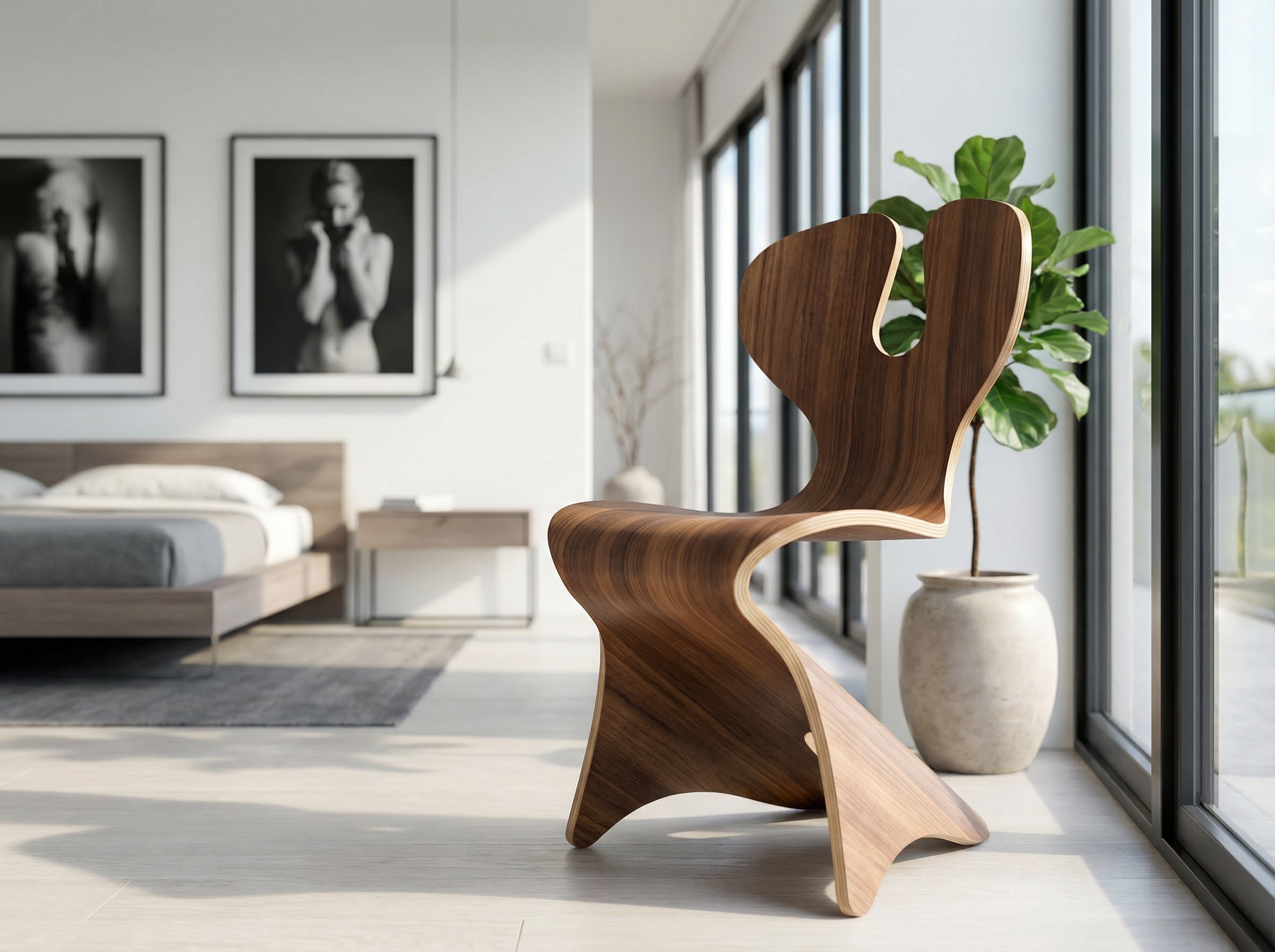 Firefly_A dining chair made out of a continuous sheet of molded plywood. The edges of the ply 255397.png