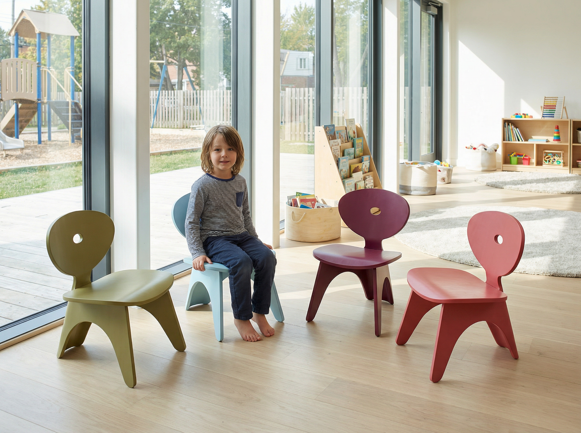 Firefly_Gemini Flash_A chair for children made out of a of molded plywood. The edges of the plywood are th 638558.png