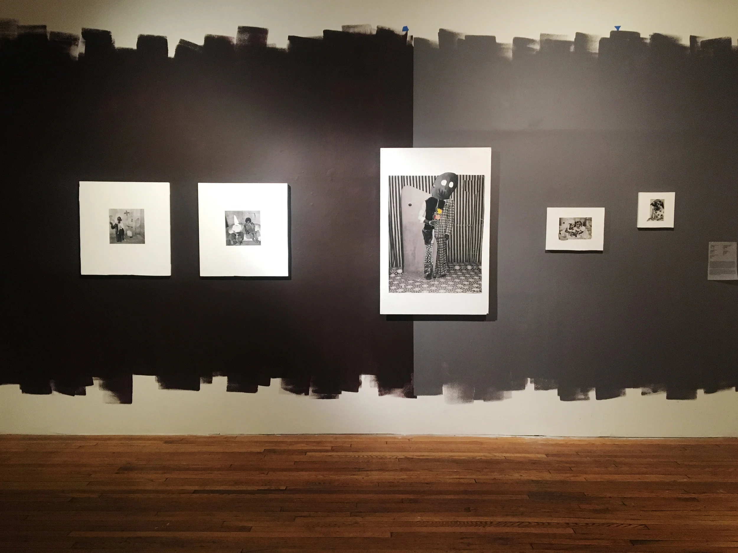  (Left to Right)     Strange Fruit (99¢ Series)  MIlo Matthieu  Mixed Media  2016  26.75 x 25.5”     Jim Crow (99¢ Series)  MIlo Matthieu  Mixed Media  2016  26.75” x 25.5”     The Charmer (99¢ Series)  MIlo Matthieu  Mixed Media  2017  48” x 32”    