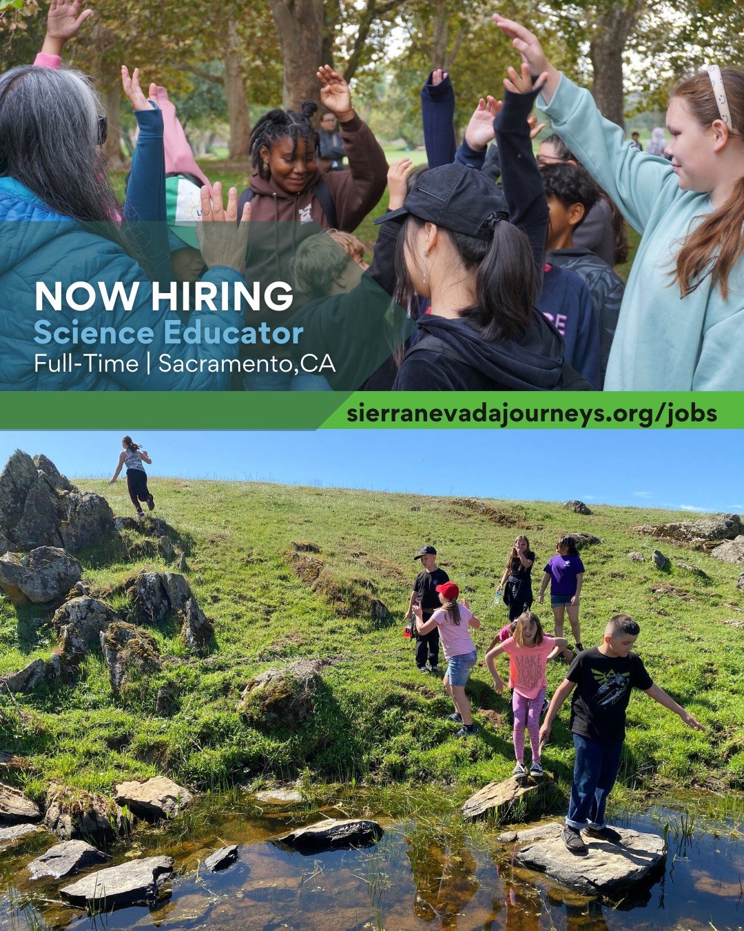 DO YOU LOVE SCIENCE AND THE OUTDOORS?
We&rsquo;re hiring! Sierra Nevada Journeys is looking for a full-time Science Educator to join our Sacramento team. If you&rsquo;re a dynamic pro who loves teaching kids in the classroom and the great outdoors, w