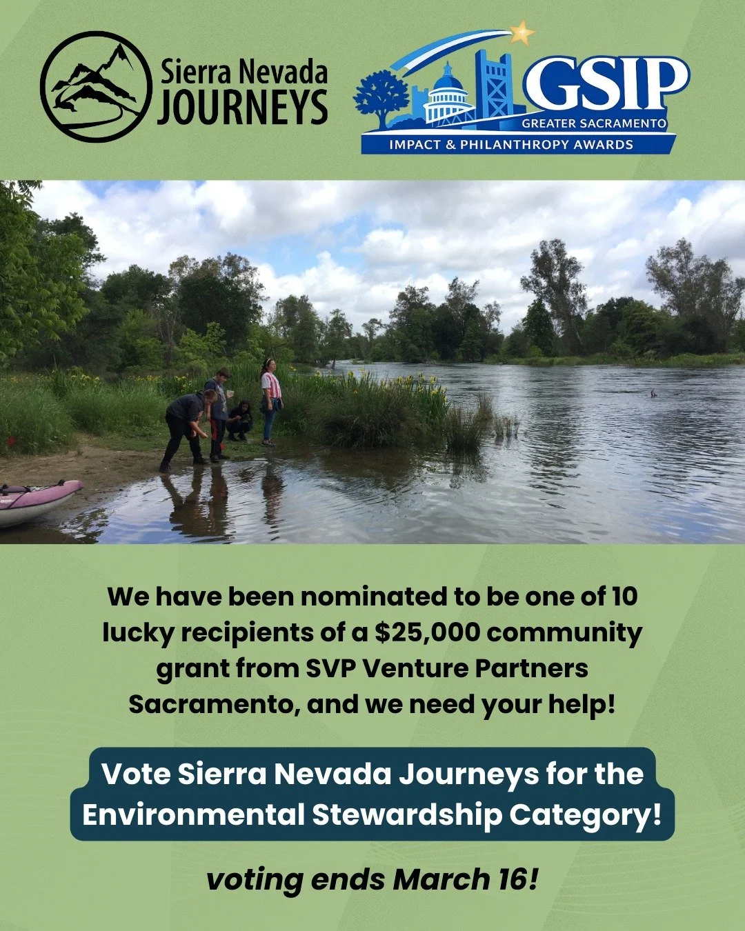 We are honored to be nominated for the SVP Venture Partners Sacramento $25,000 grant alongside many incredible organizations working to serve youth and communities across the region.

One of those organizations is @sacsplash, a longtime partner in en