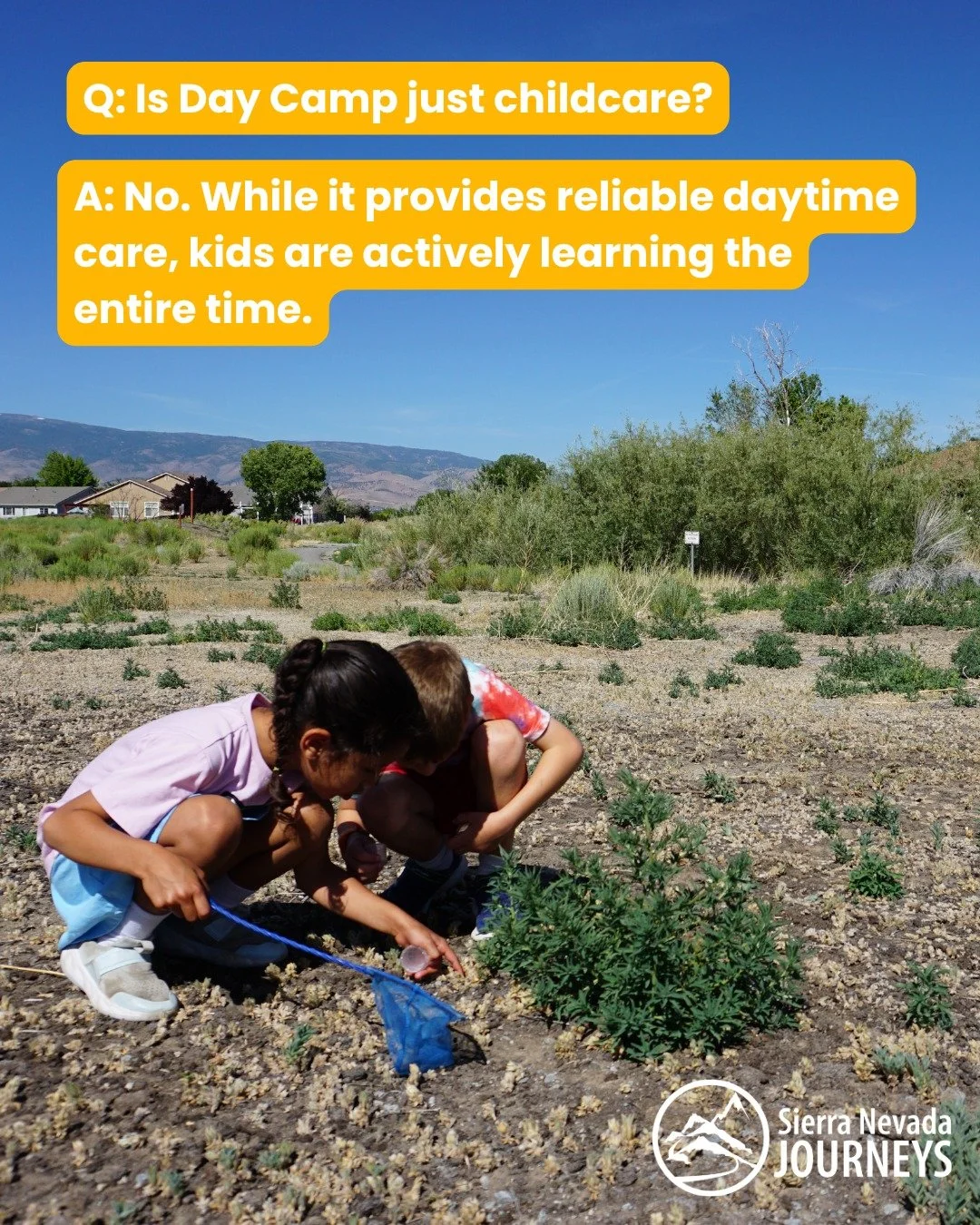 Q: Is Day Camp just childcare?
A: No.

While it provides reliable daytime care, kids are actively learning the entire time.

They&rsquo;re exploring ecosystems, testing ideas, asking questions, and building real-world skills like problem-solving, com