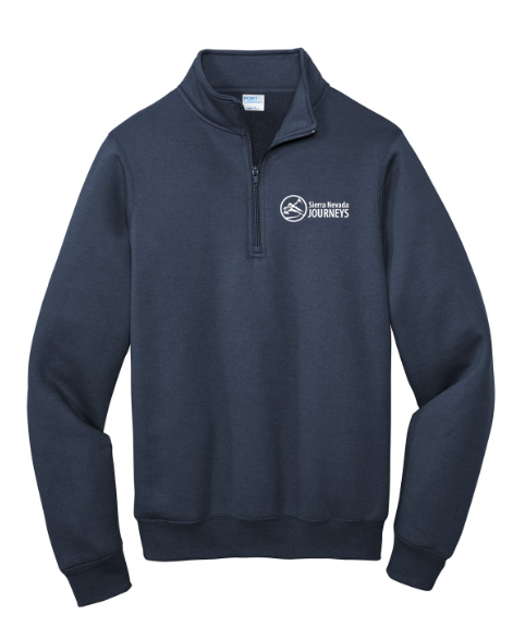 three quarter zip in navy with white logo.png