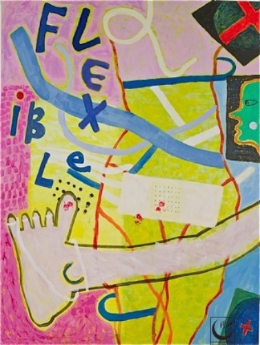 Flexible Bandaid, 2011. Acrylic on Canvas, 3’ x 4’