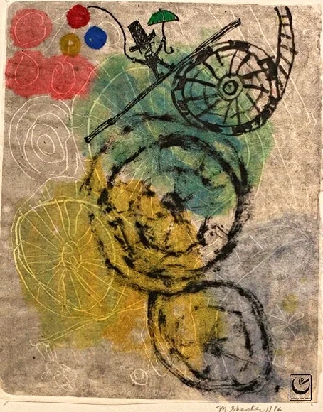 It's a Ride, Monotype, Gouche + wax crayon. 8 x 10," 2015