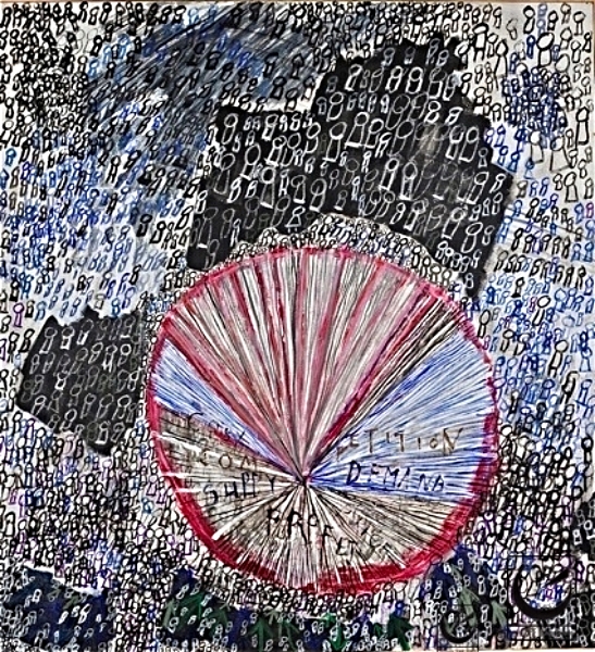 Eco Mandala, acrylic on canvas, 46 X 52," 1999