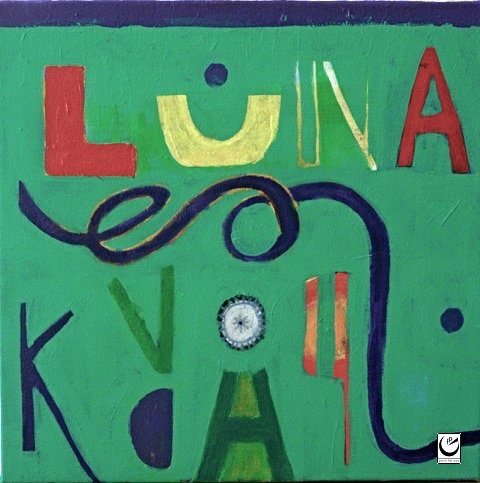Luna Freefall, acrylic on canvas, 16" x 16," 2016