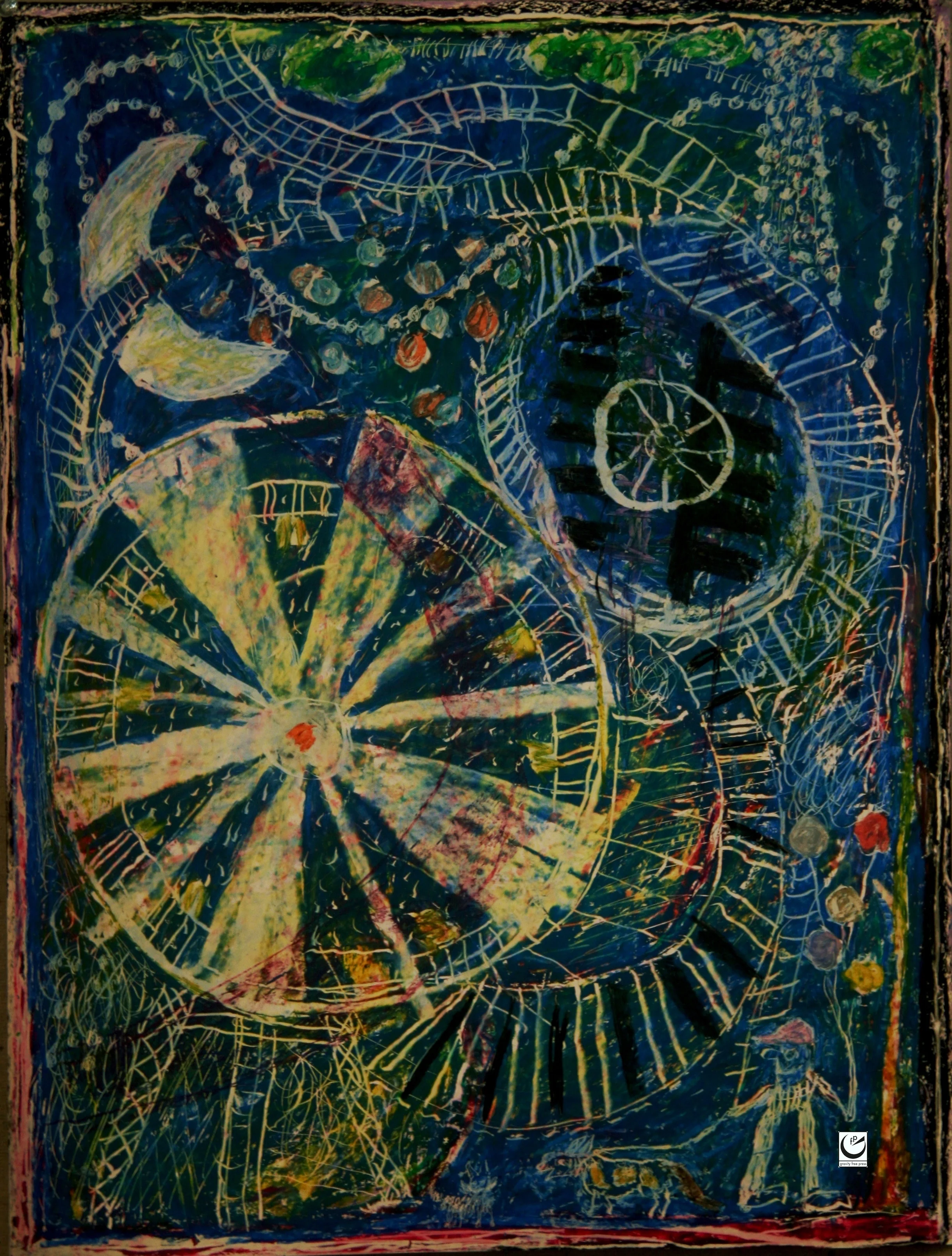 Luna Park Series, wax crayon on paper, 20” x 26,” 2017