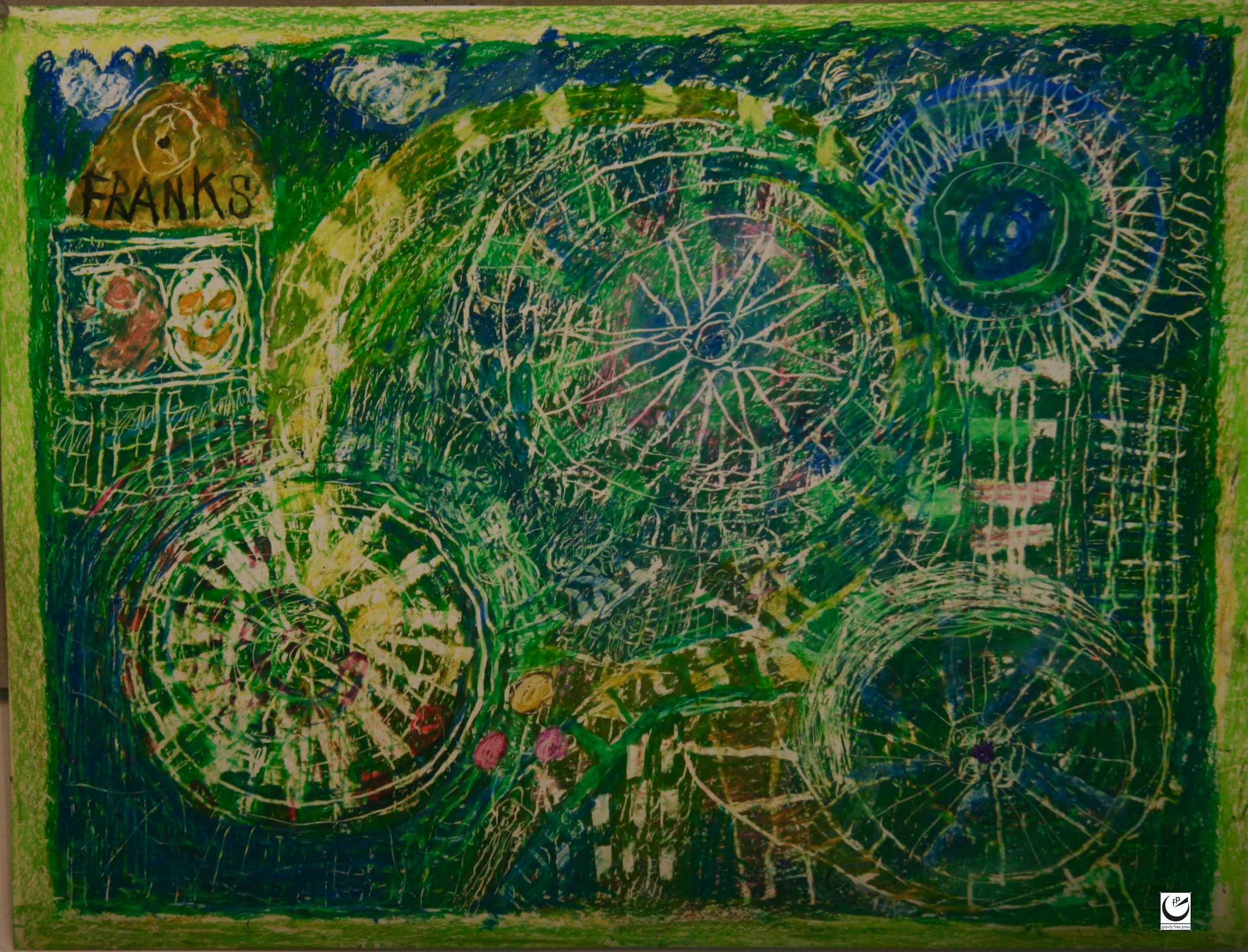 Luna Park Series, wax crayon on paper, 20” x 26,” 2017