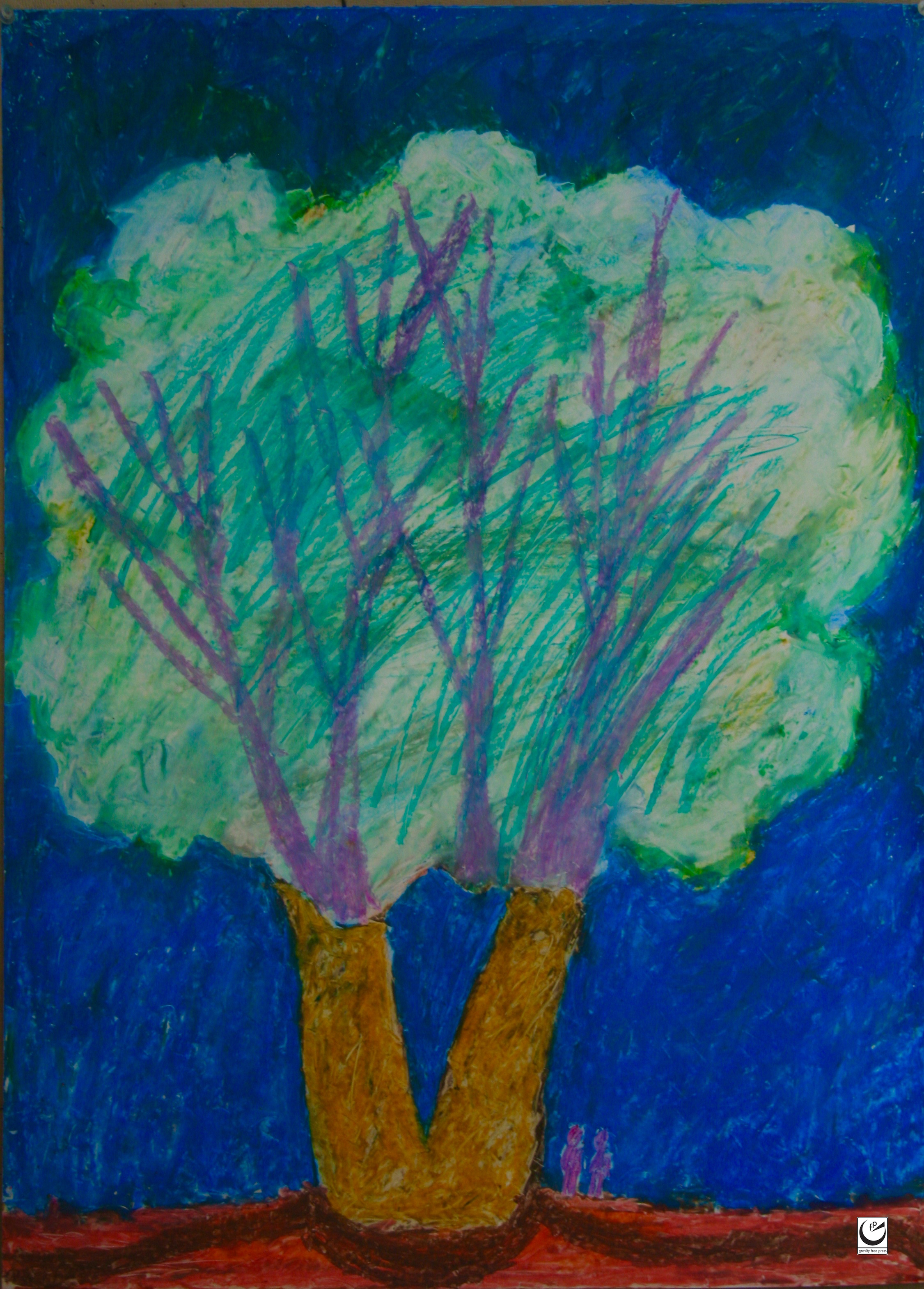 Tree Series, 22” x 30,” wax crayon on paper, 2018