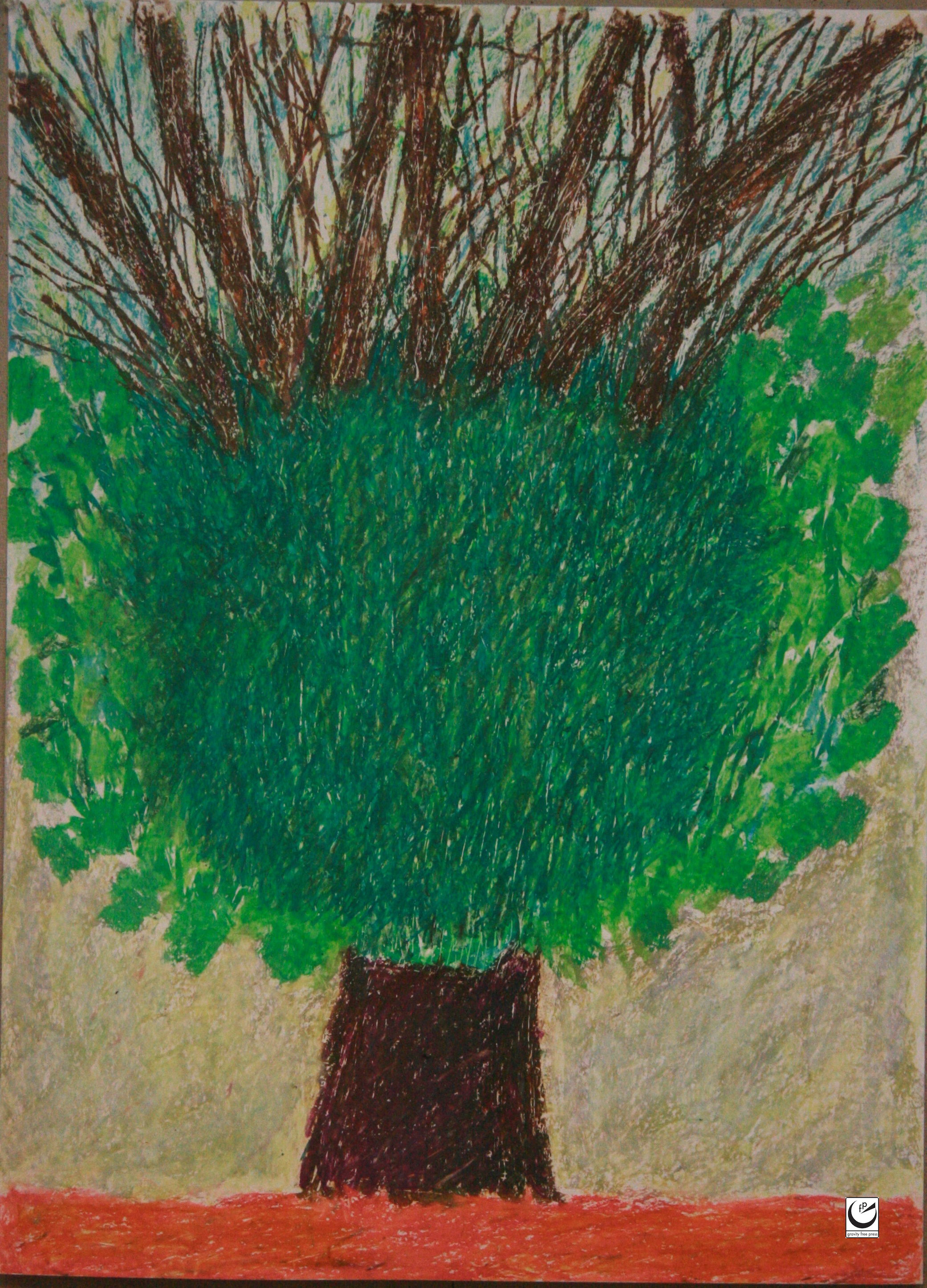 Tree Series, 22” x 30,” wax crayon on paper, 2018