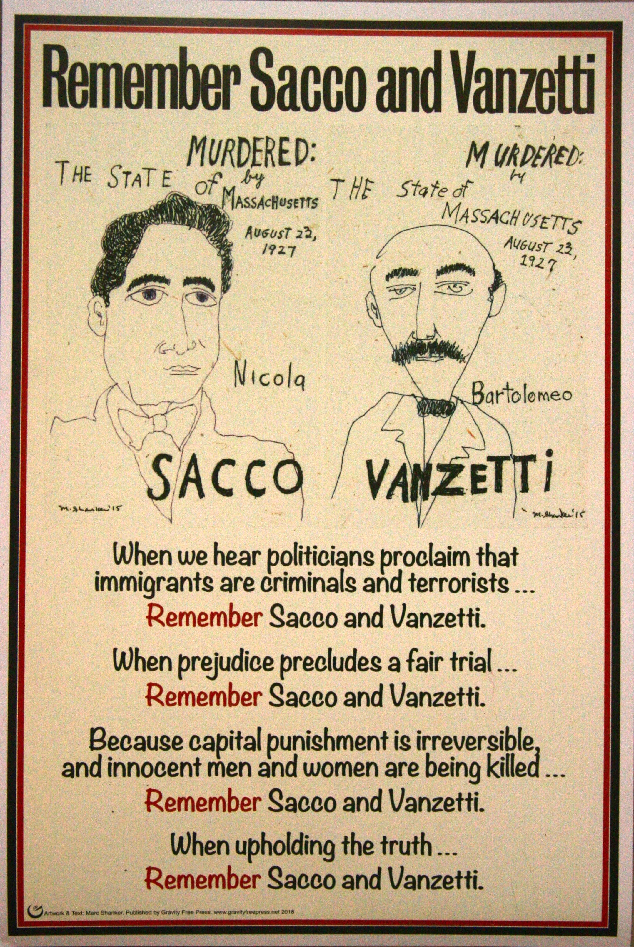 Sacco and Vanzetti, 18”x 12” Digital Print on cover stock. $20 (Incl. mailing in the US)