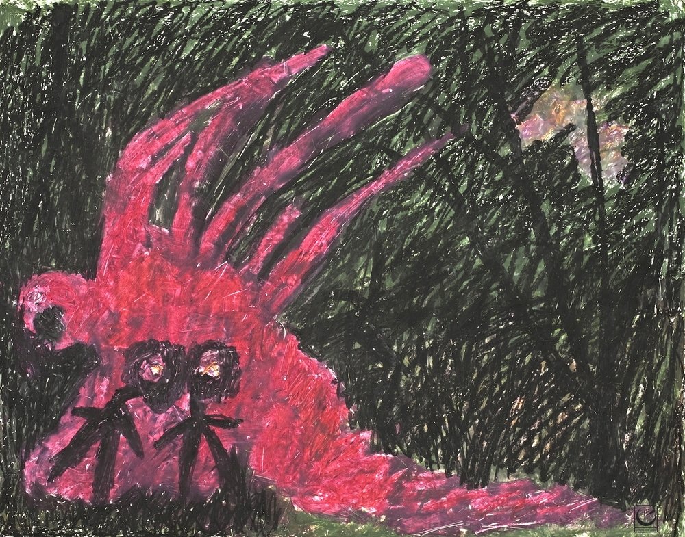 ANGEL OF DEATH, 22" X 30," Wax Crayon on paper, 2013
