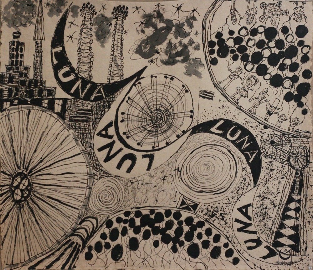 Luna Park Swing, Pen + Ink on handmade paper, 2016