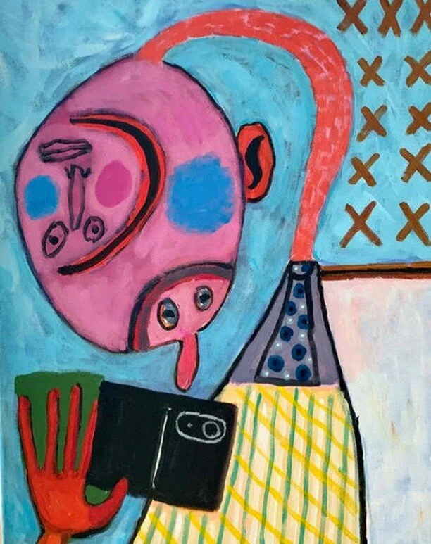 &quot;Selfie&quot; Acrylic on canvas. 18&quot;x 24.&quot; 2022.