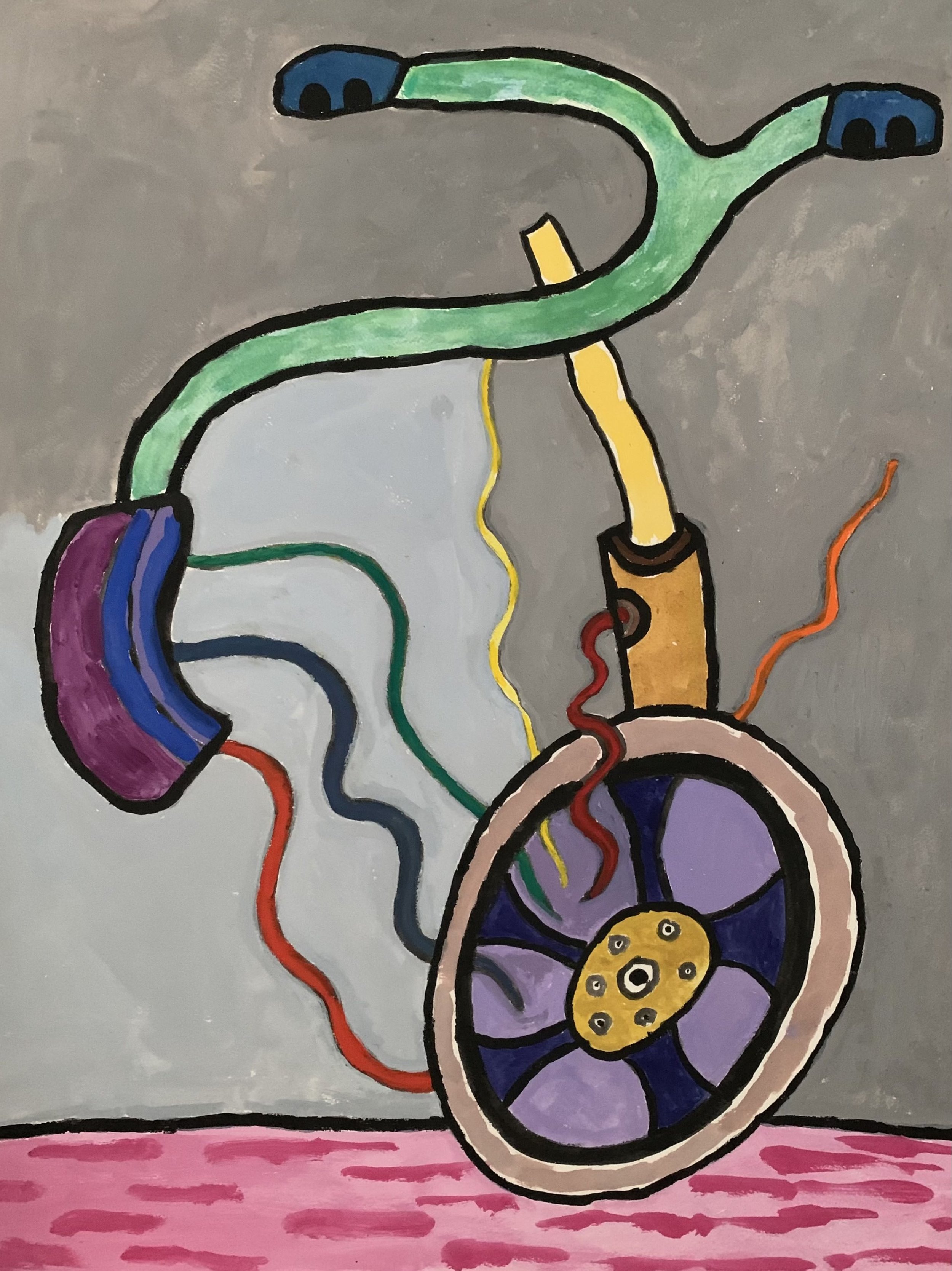 Broken Cycle. Gouache on Arches Paper. 24” x 18.” 2024.