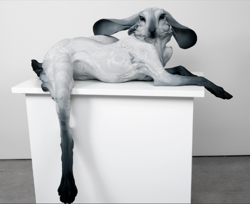 Beth Cavener Title: “L’Amante” Year: 2012 Dimensions: H 45 x L 60 x D 44 in. Materials: Stoneware, ink, paint Japanese style tattoo designed with and painted by Alessandro Gallo