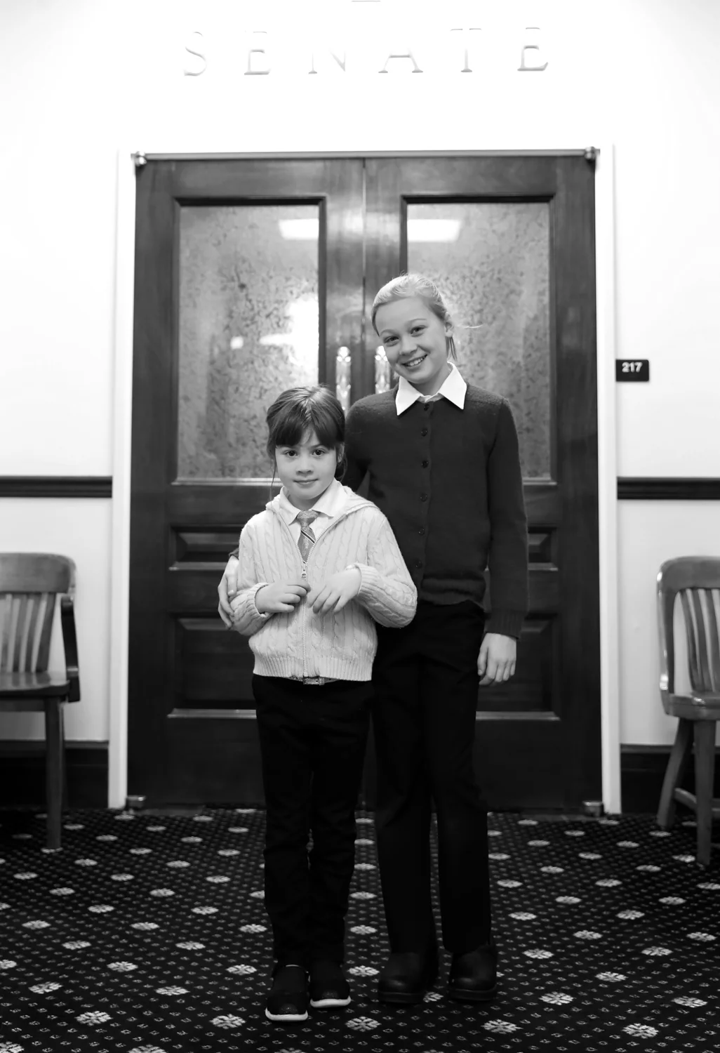 Abby (left) and Evelyn Wool, Guest Pages in the Senate