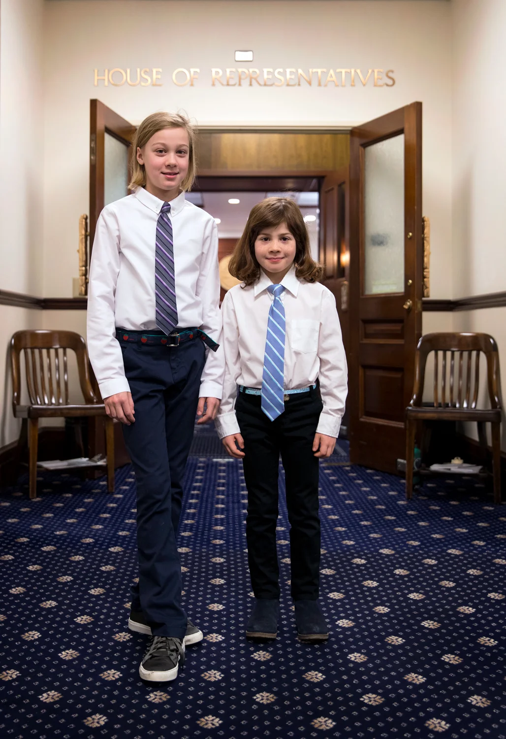 Evelyn (left and Abby Wool, daughters of of Adam Wool, House Representative District 5