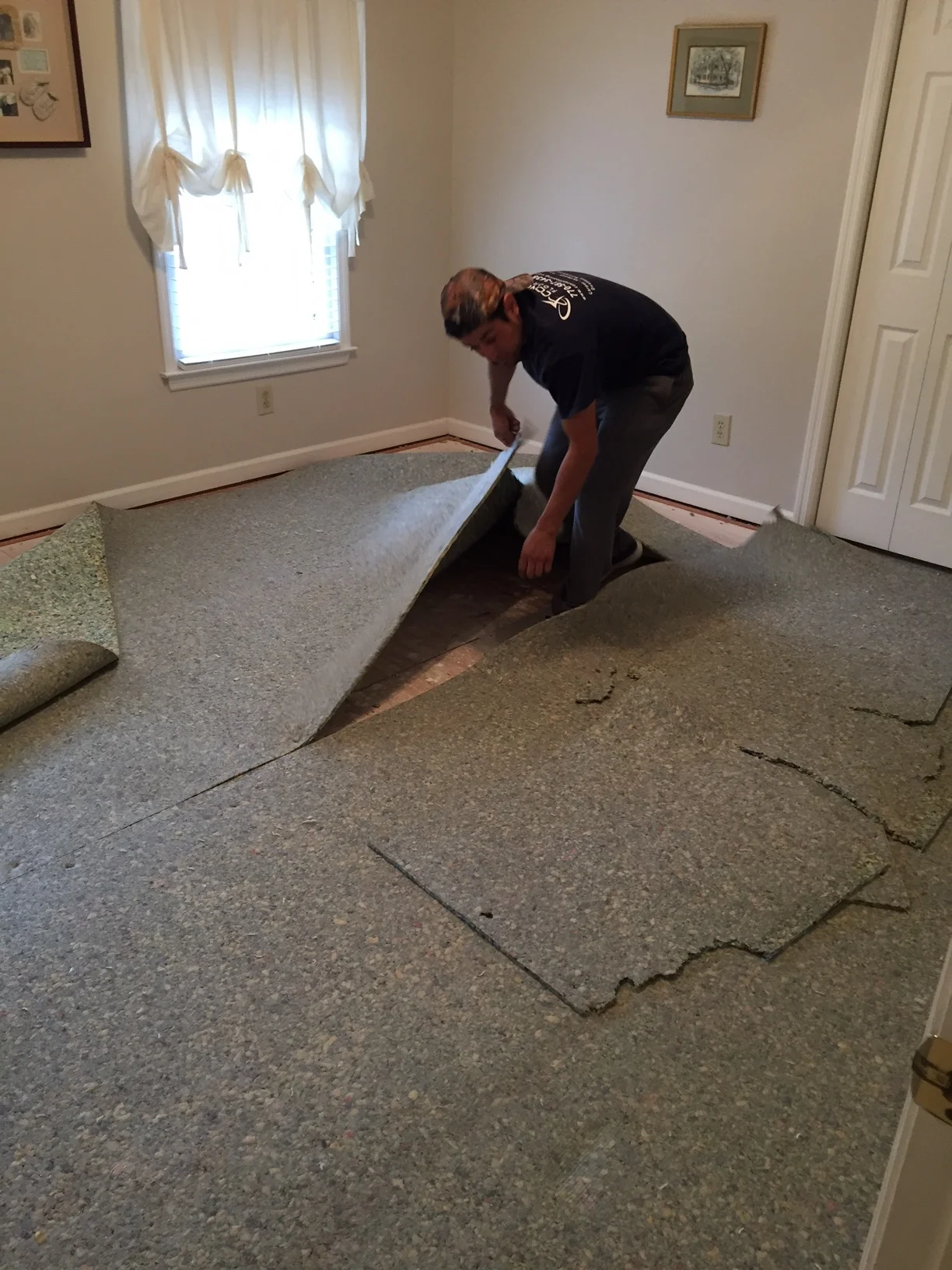 Plush carpet pad ready to go both upstairs and down.