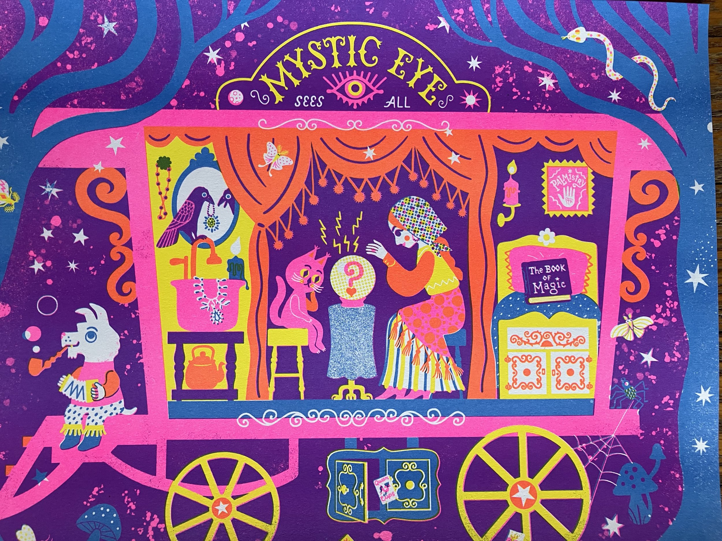 Gypsy Fortune Teller 3 color Riso print