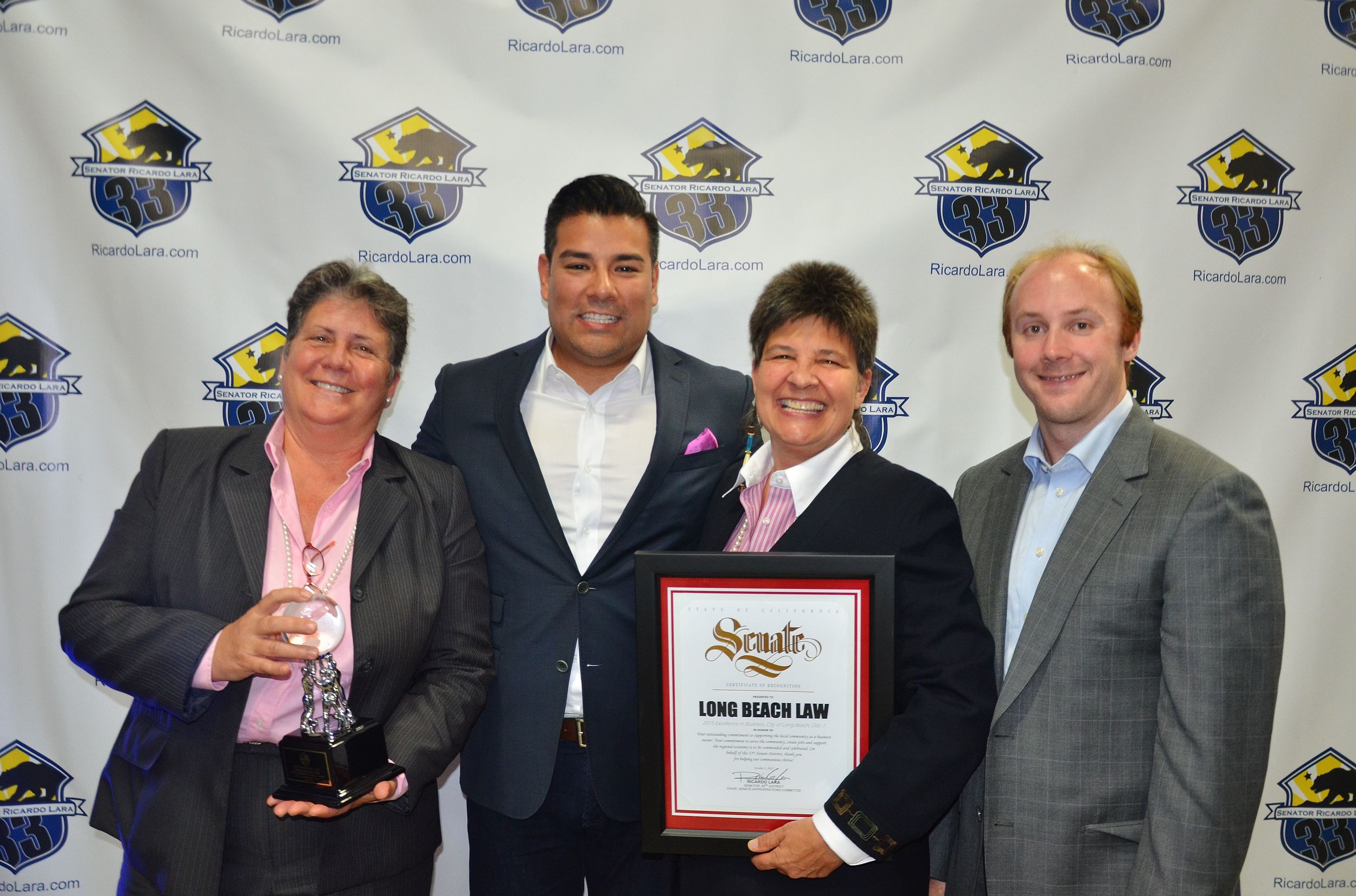 Excellence in Ricardo Lara with Reba Stephanie and Kyle at Business Award 2015