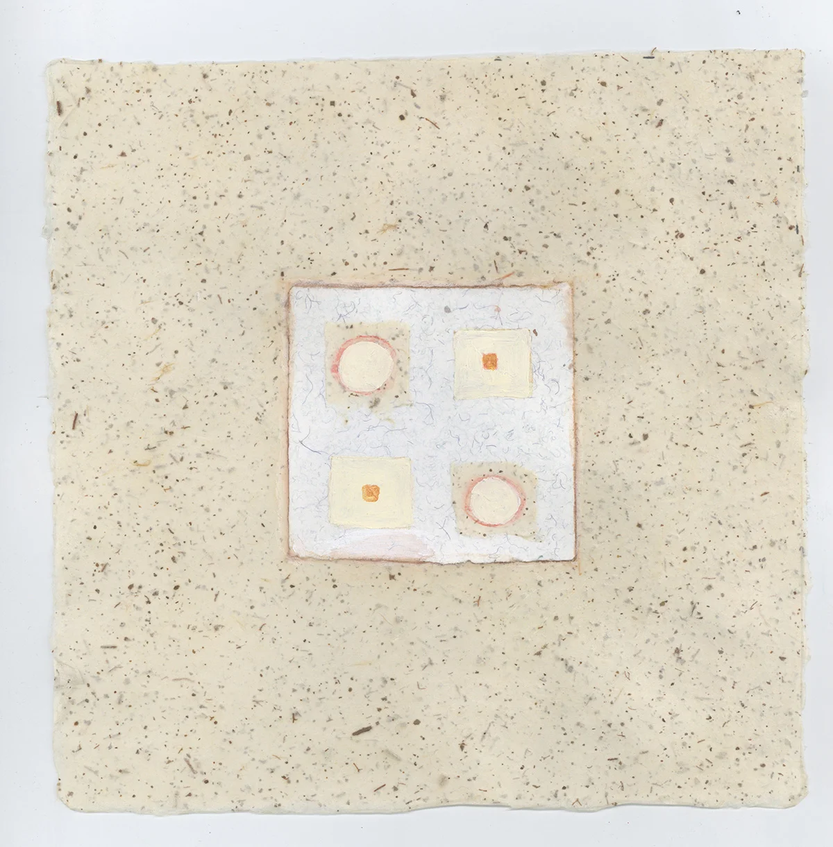 Ones and O's 11x11" on handmade paper