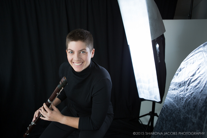 Behind the scenes in the studio with Emily O'Brien playing the modern tenor recorder. Boston, MA.