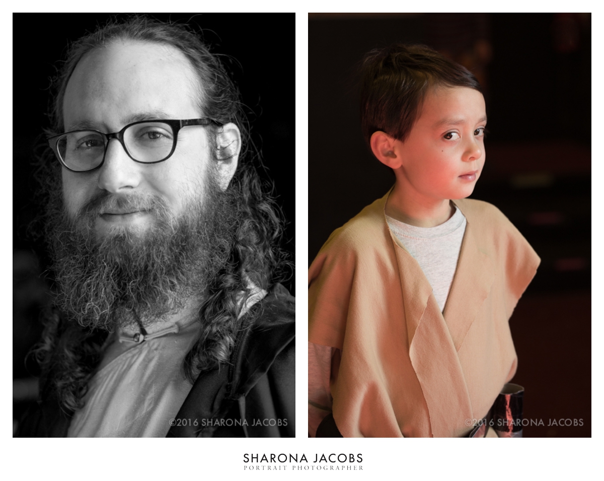 Jeremy, on the left, as a rather rabbinical-looking Jedi knight, and Lewis, on the right, a good friend from karate as a young Skywalker.