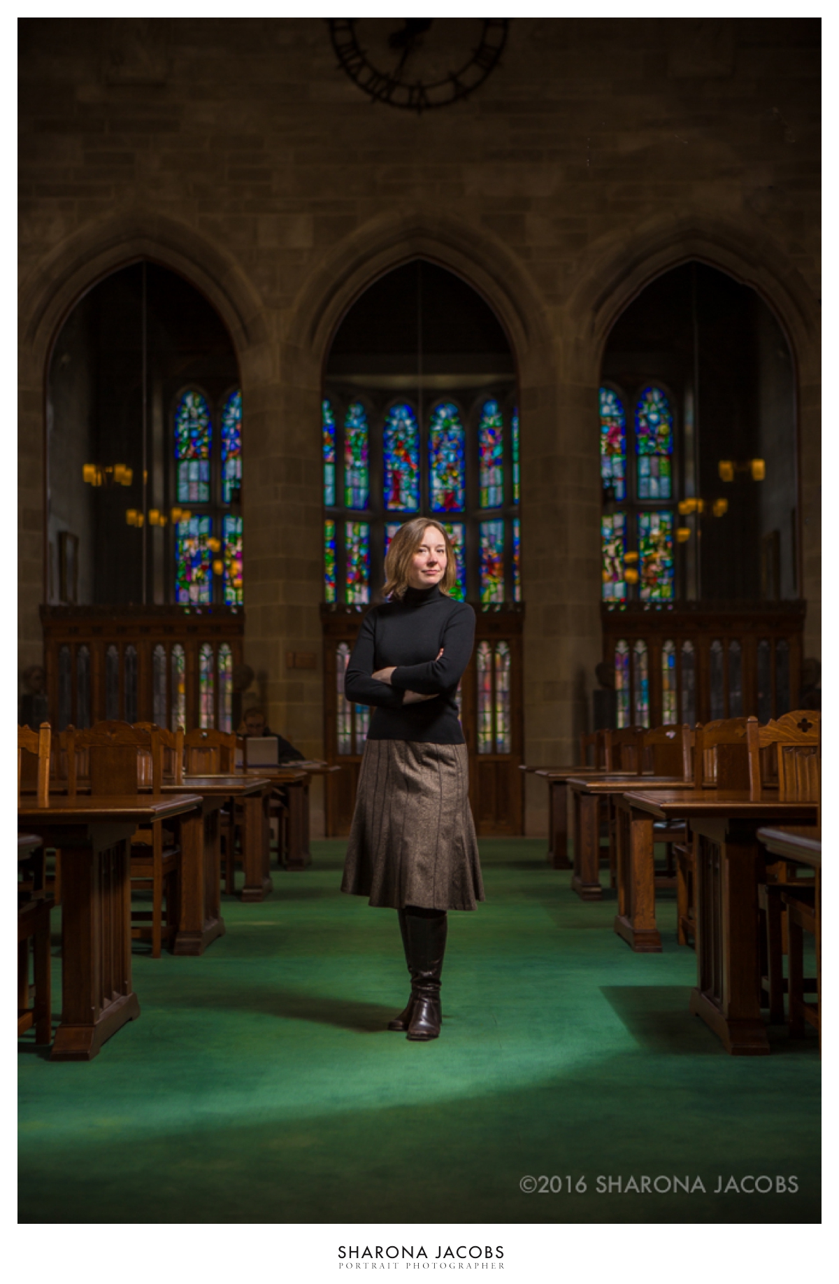 History professor, Sarah G. Ross, PhD. Boston College's Bapst Library, Chestnut Hill, MA.
