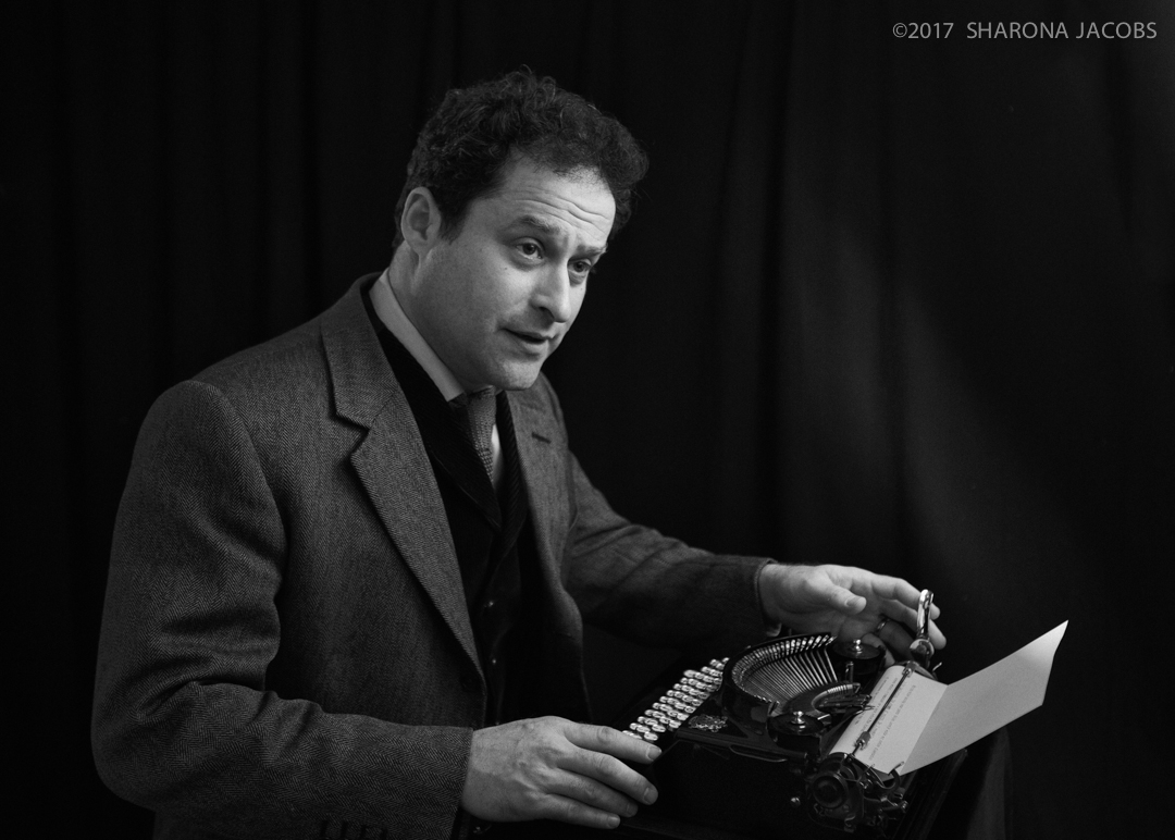 Dominc Green, writer and jazz musician, on his manual typewriter.