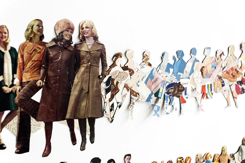 Monique Motut-Firth. Polly's Paper Dolls, (detail), 2015. Installation view.