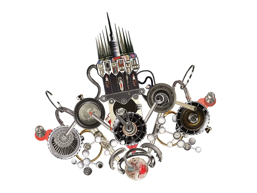 Monique Motut-Firth, Swiss made radial bias-belted motor minder . Inkjet print, di-bond mount, 30 x 40", 2016.