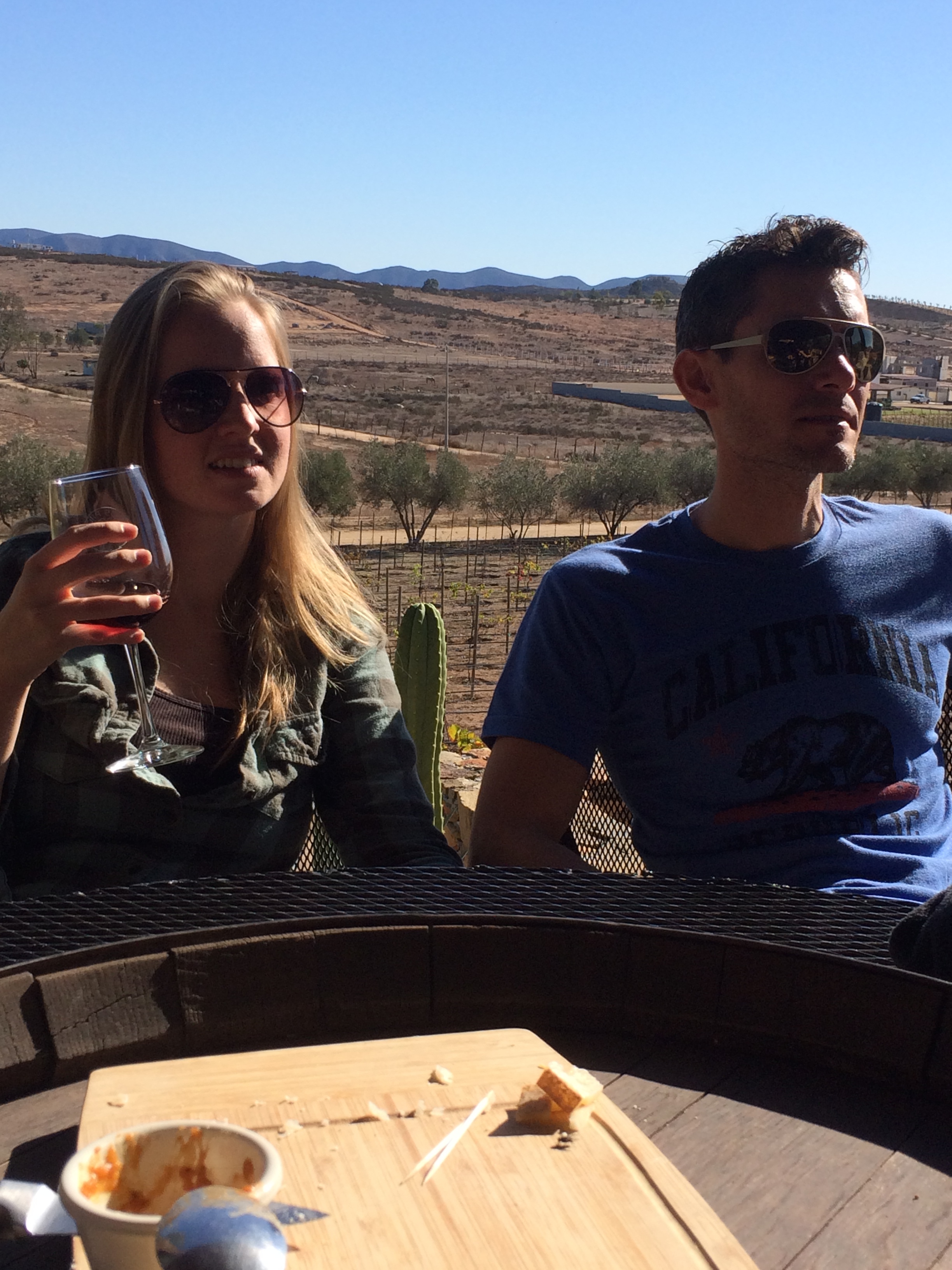 Katie & Antonio Enjoying the Sun & Wine at Vinos Pijoan