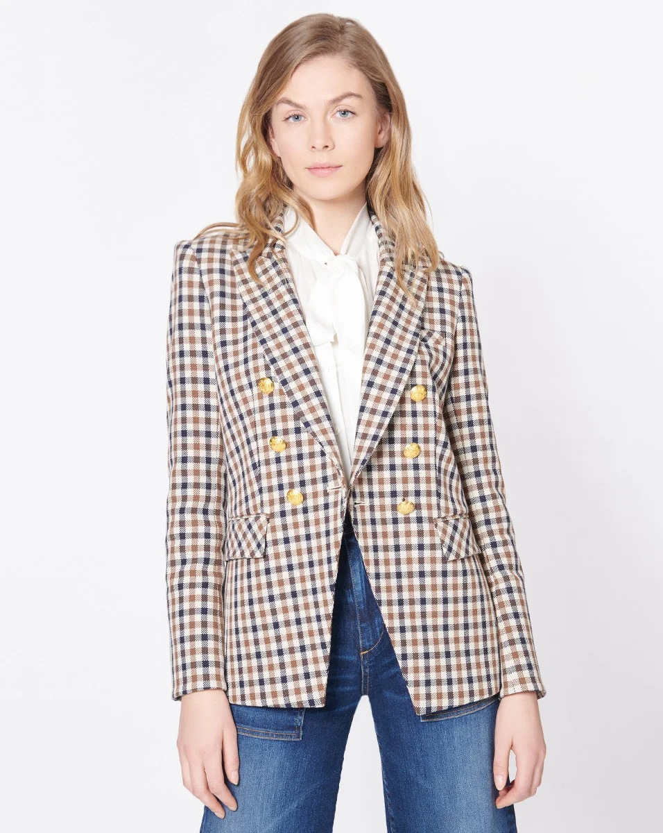 veronica beard checked blazer