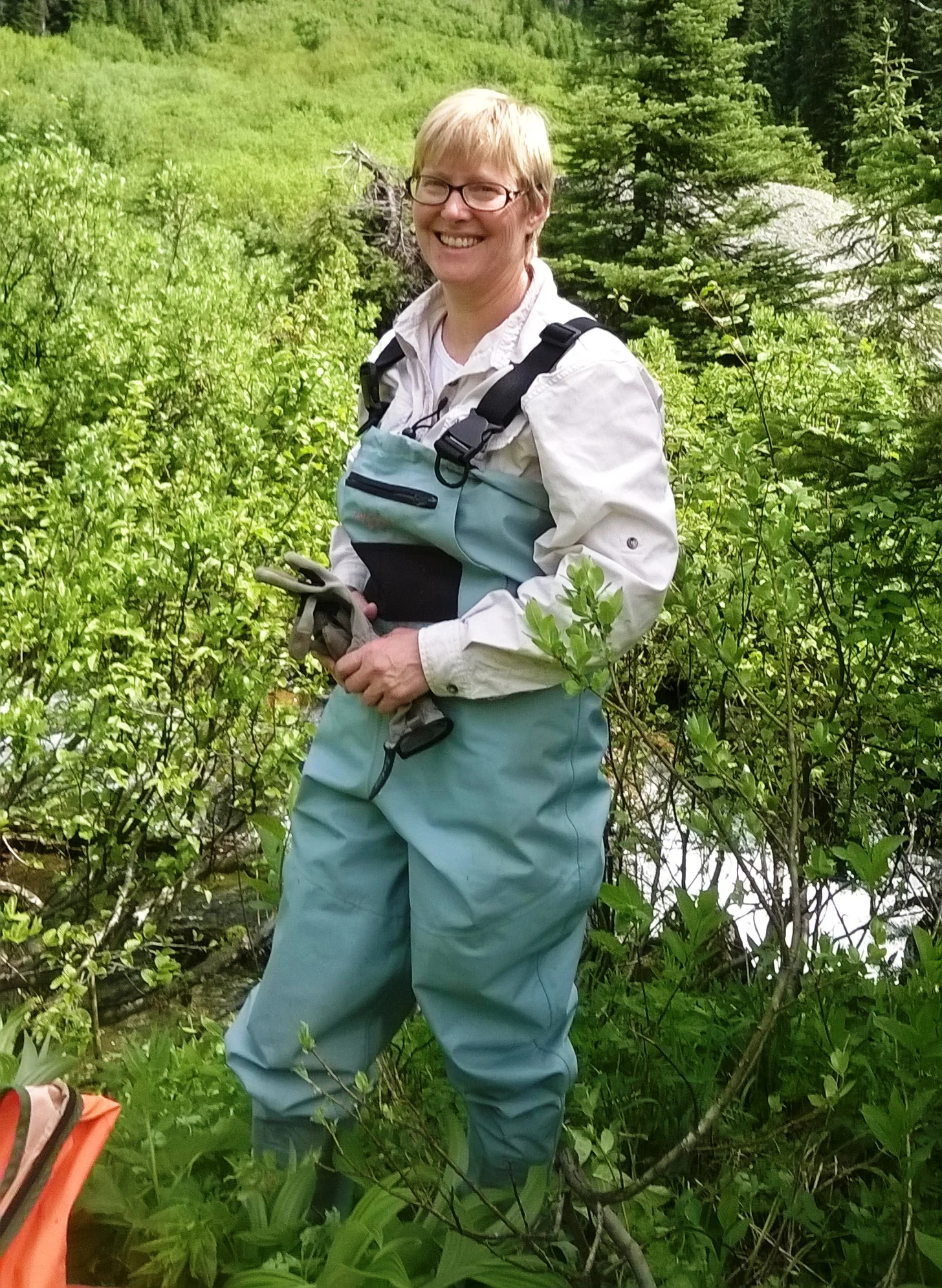 Kim Green PhD, P.Geo., watershed doctor, getting ready for my day at work